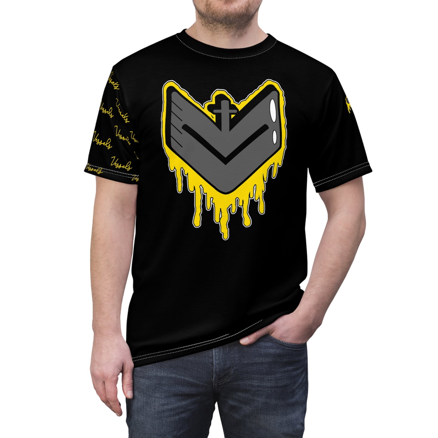 Yellow Drippy Graphic Tee - Edgy Design for Streetwear Lovers