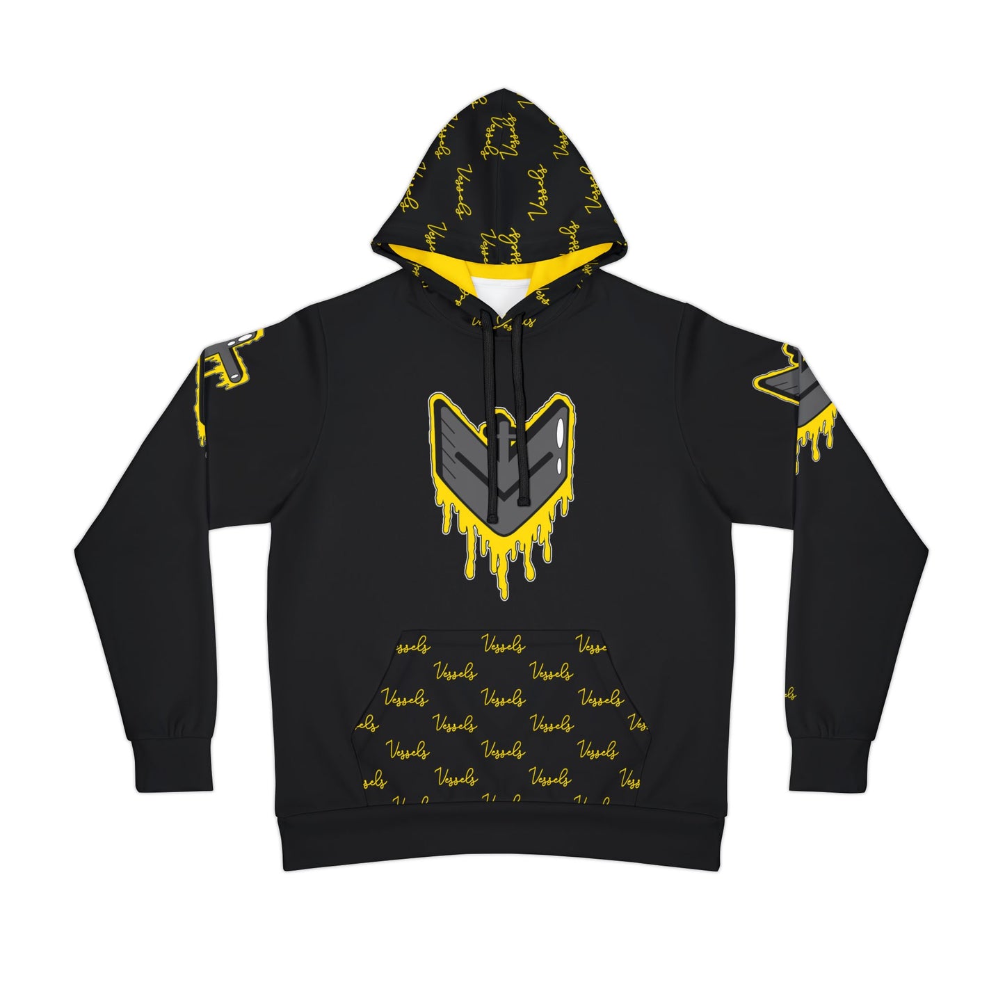 Yellow Drippy Athletic Hoodie - Edgy Design for Streetwear Lovers