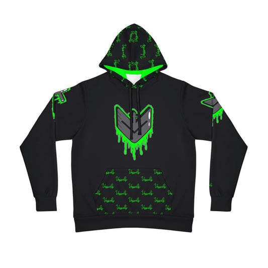 Green Drippy Athletic Hoodie - Edgy Design for Streetwear Lovers