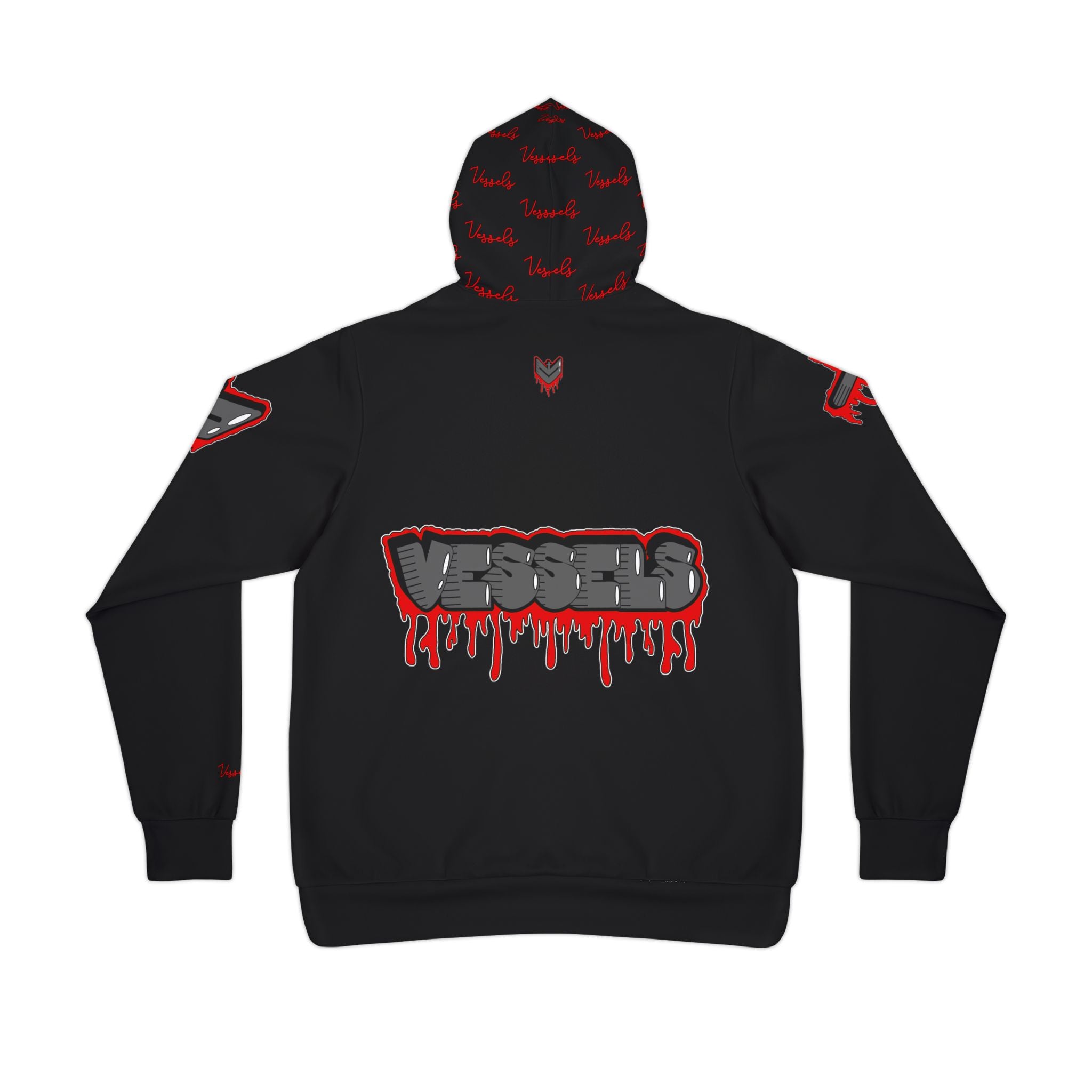 Red Drippy Athletic Hoodie - Edgy Design for Streetwear Lovers