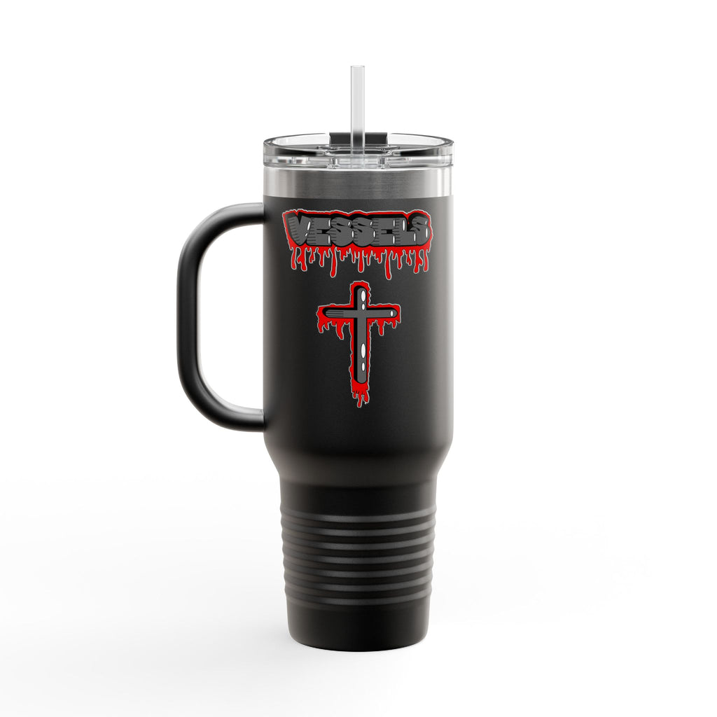 Vessels Graffiti Insulated Travel Mug, 40oz - Cross, Jesus Died for Us, Religious Gift, Large Stainless Steel Tumbler, Christian Witness,