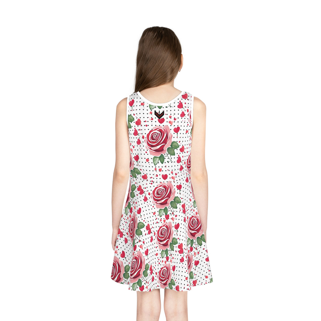 Girls' Floral Rose Sleeveless Sundress - Perfect for Summer Celebrations