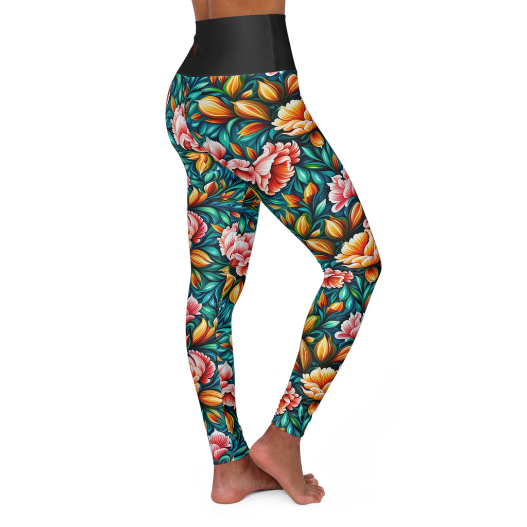 Women's Flower High Waisted Yoga Leggings