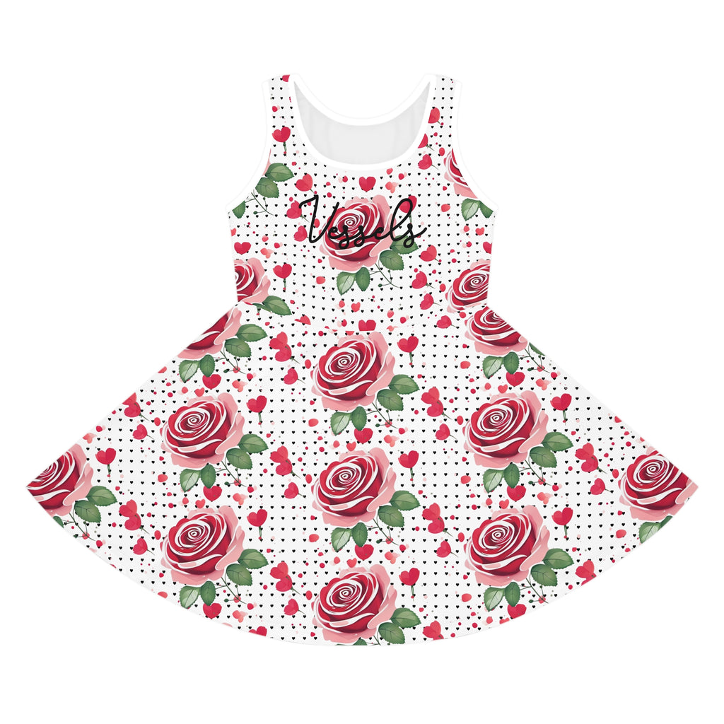 Girls' Floral Rose Sleeveless Sundress - Perfect for Summer Celebrations