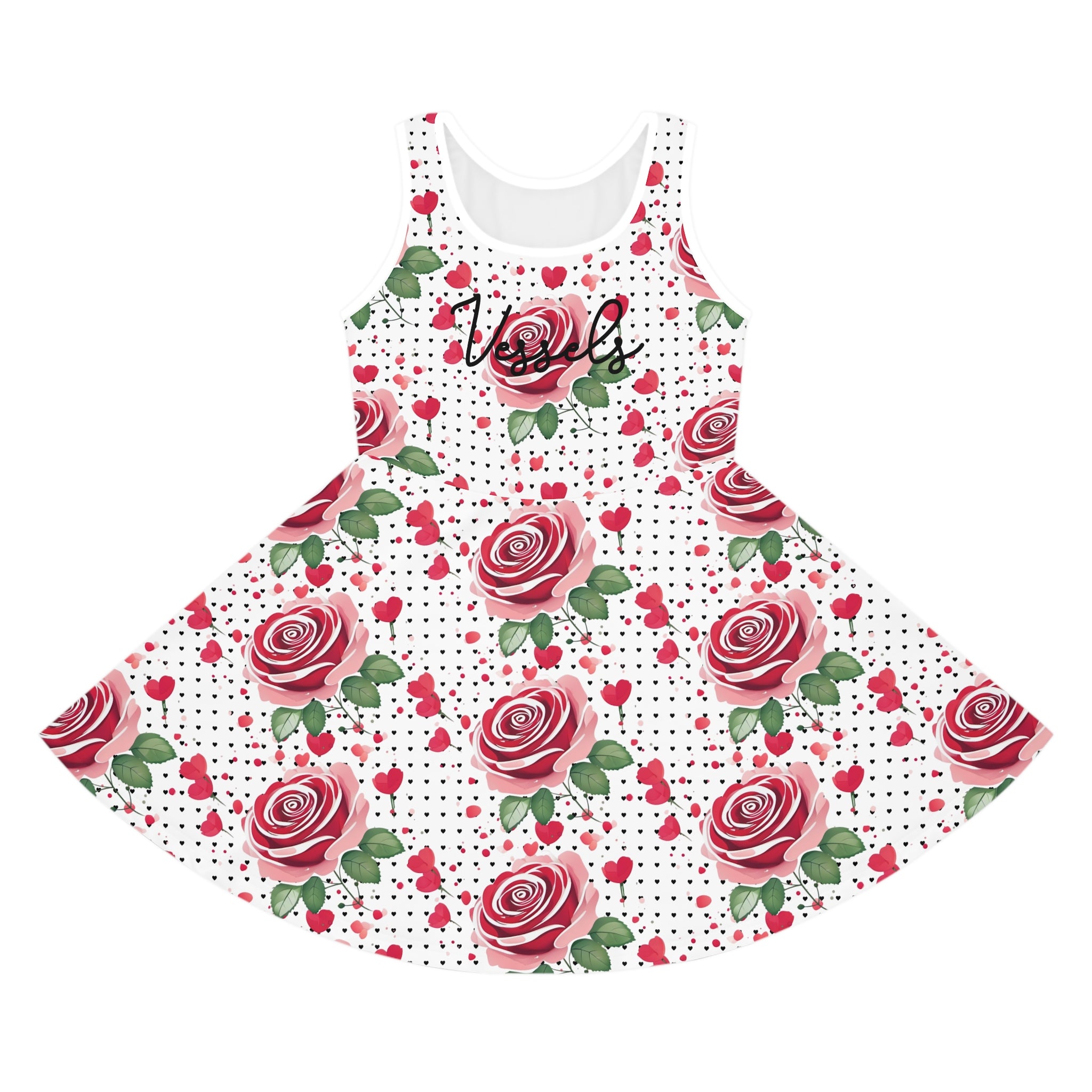 Girls' Floral Rose Sleeveless Sundress - Perfect for Summer Celebrations