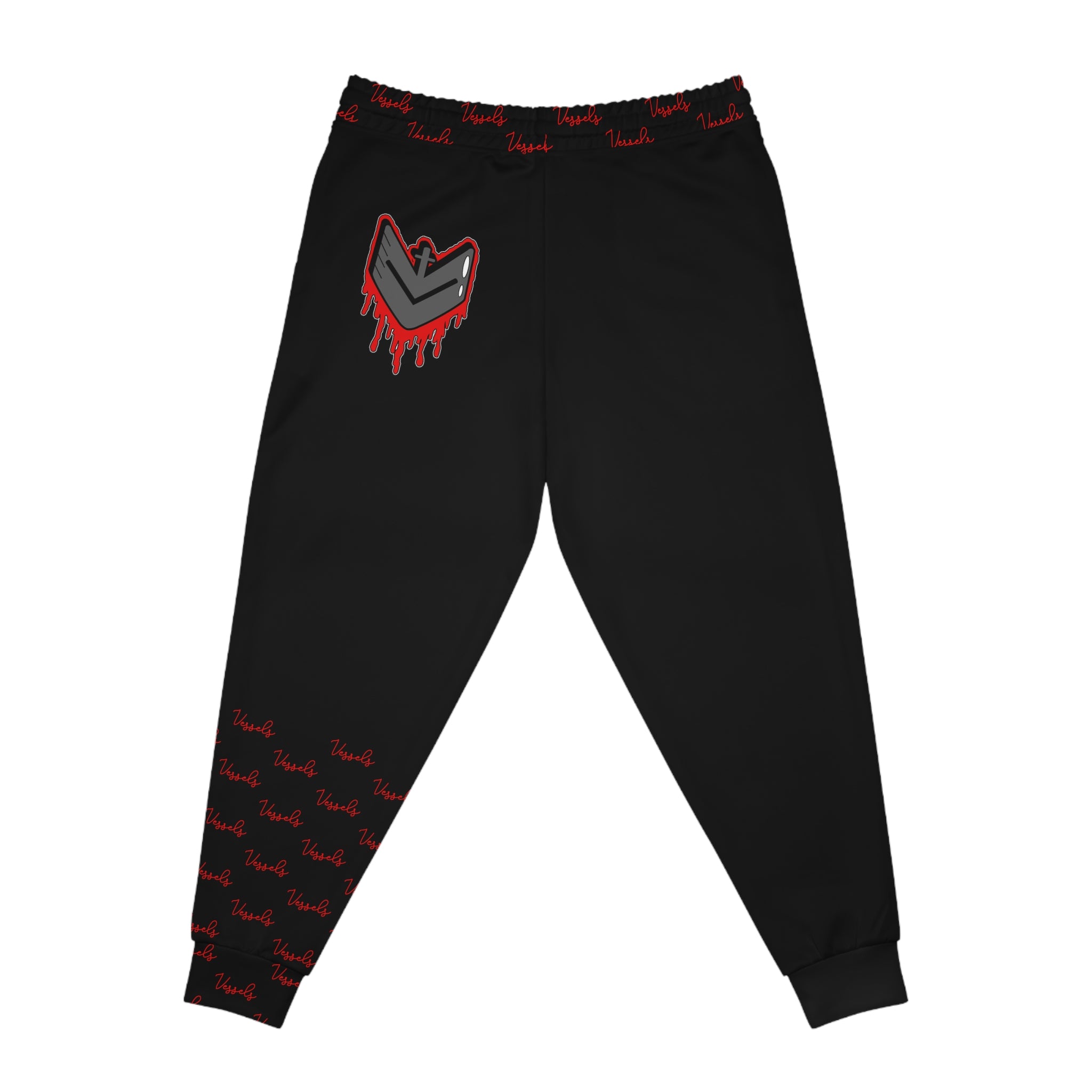 Red Drippy Athletic Joggers for Streetwear Enthusiasts
