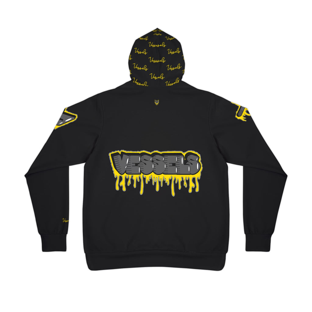 Yellow Drippy Athletic Hoodie - Edgy Design for Streetwear Lovers