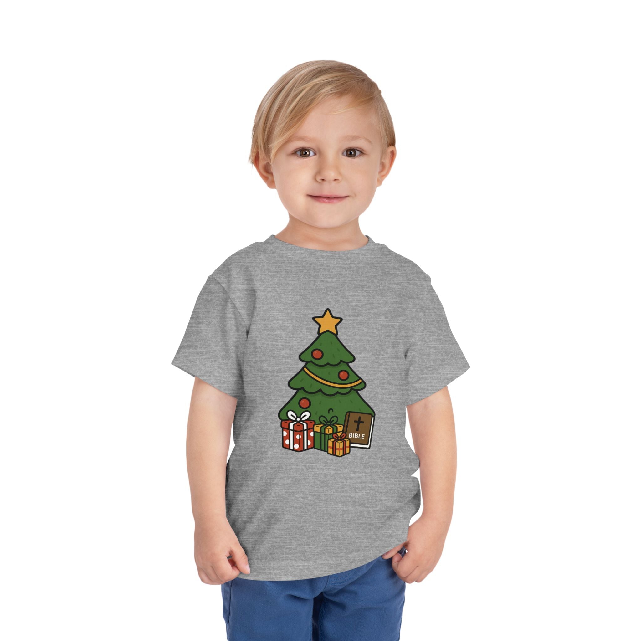 Christmas Tree Toddler Tee - Jesus, Love, Peace, Hope, Joy