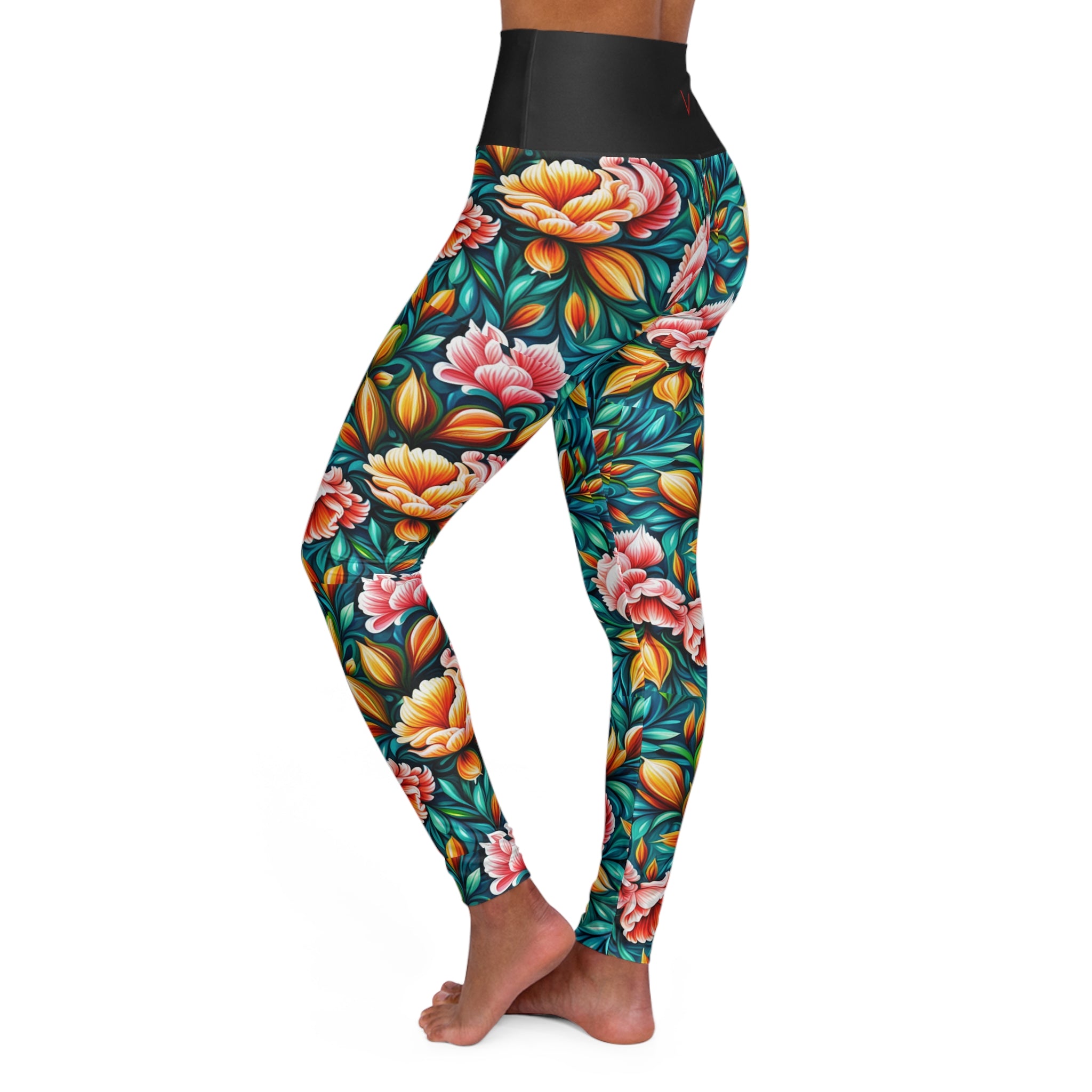 Women's Flower High Waisted Yoga Leggings
