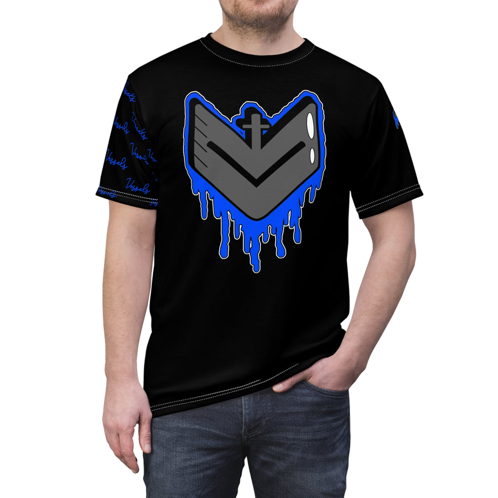 Blue Drippy Graphic Tee - Edgy Design for Streetwear Lovers