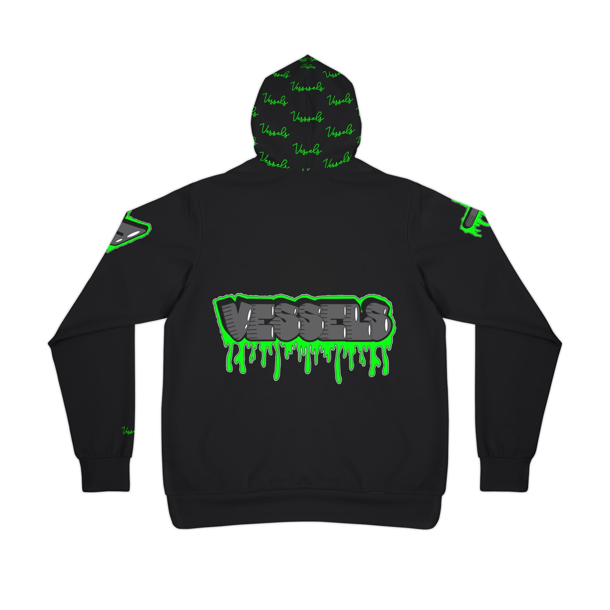 Green Drippy Athletic Hoodie - Edgy Design for Streetwear Lovers