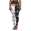 Black and White Yoga Leggings with Red Heart, High Waisted Workout Pants, Gym Tights, Athletic Leggings, Fitness Bottoms