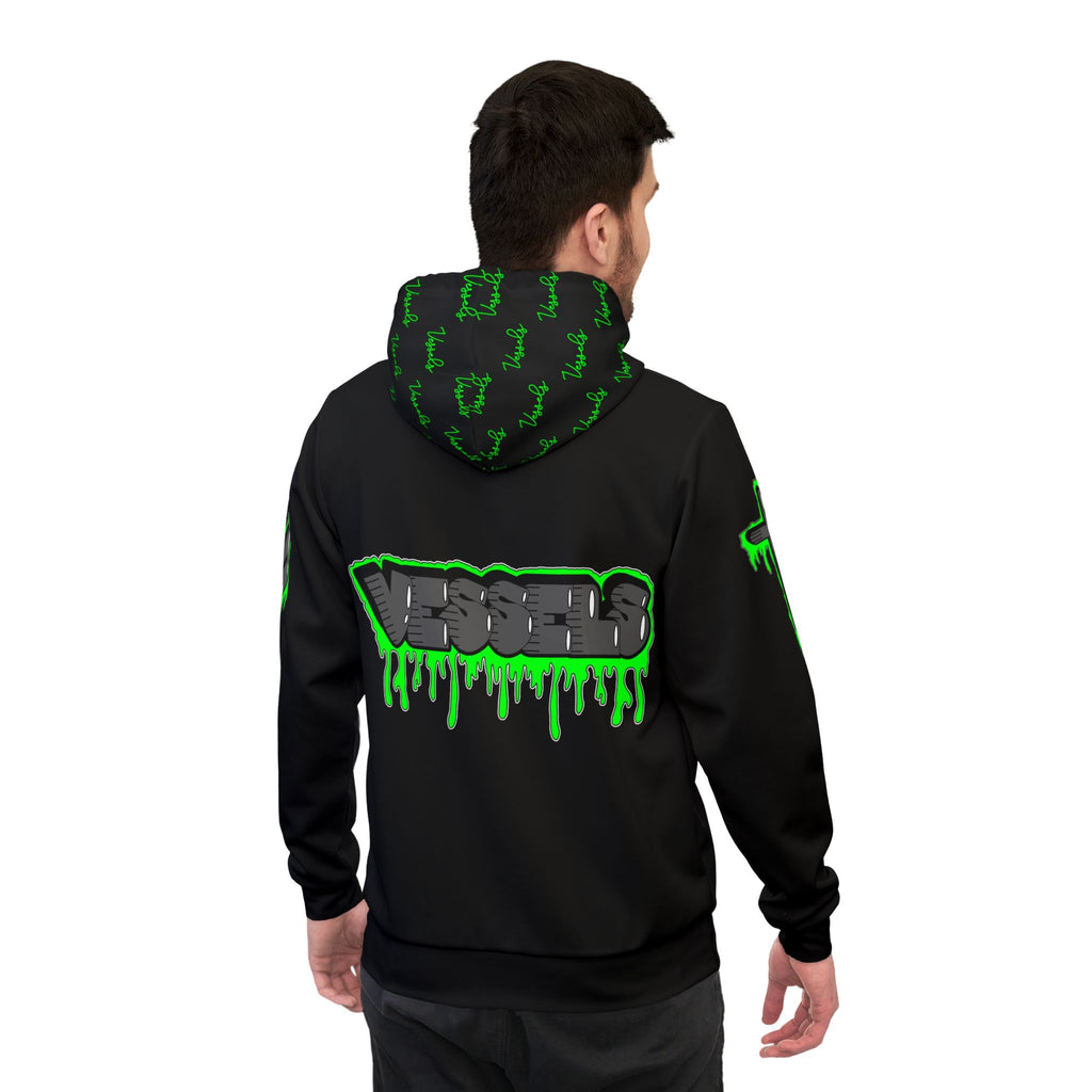 Green Drippy Athletic Hoodie - Edgy Design for Streetwear Lovers
