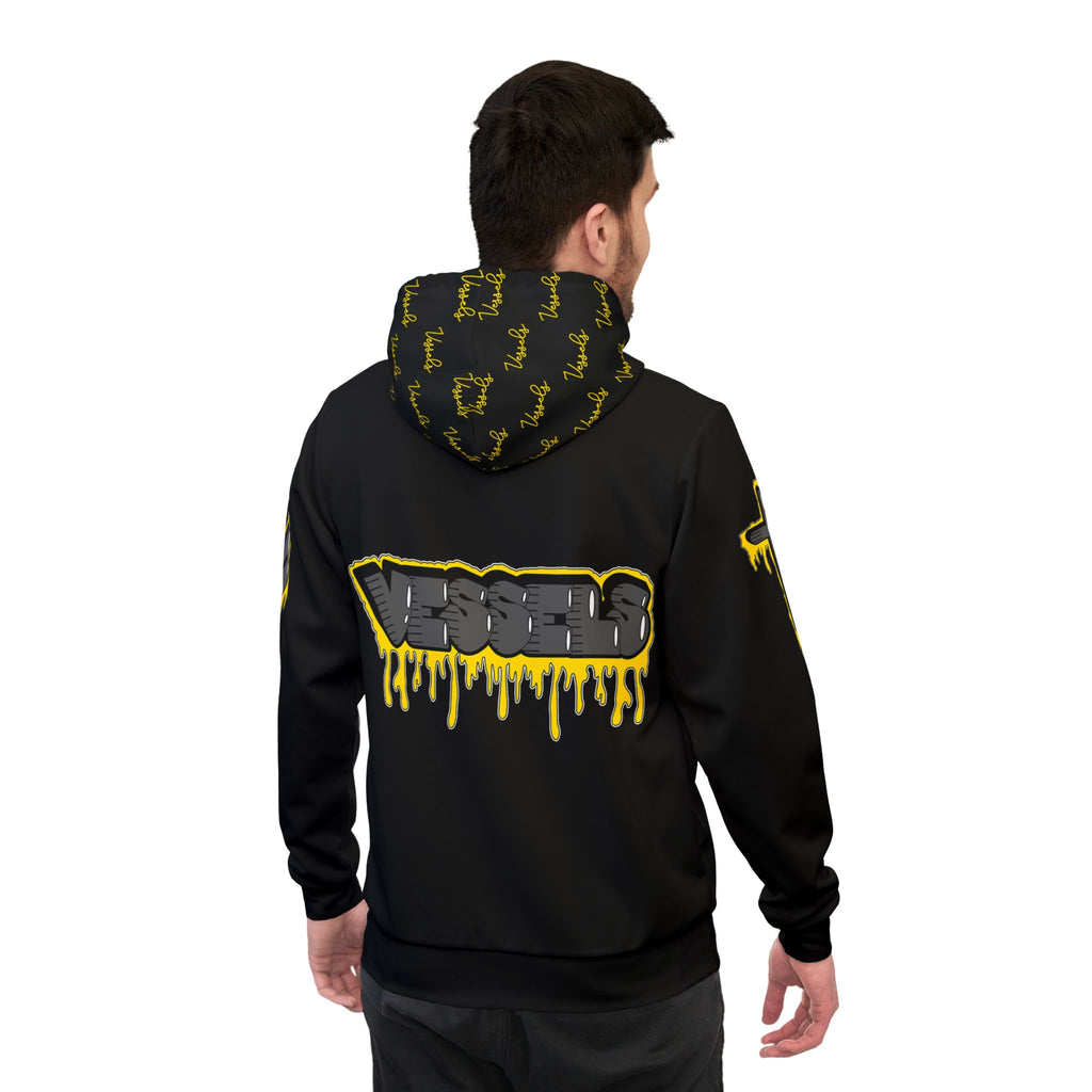Yellow Drippy Athletic Hoodie - Edgy Design for Streetwear Lovers