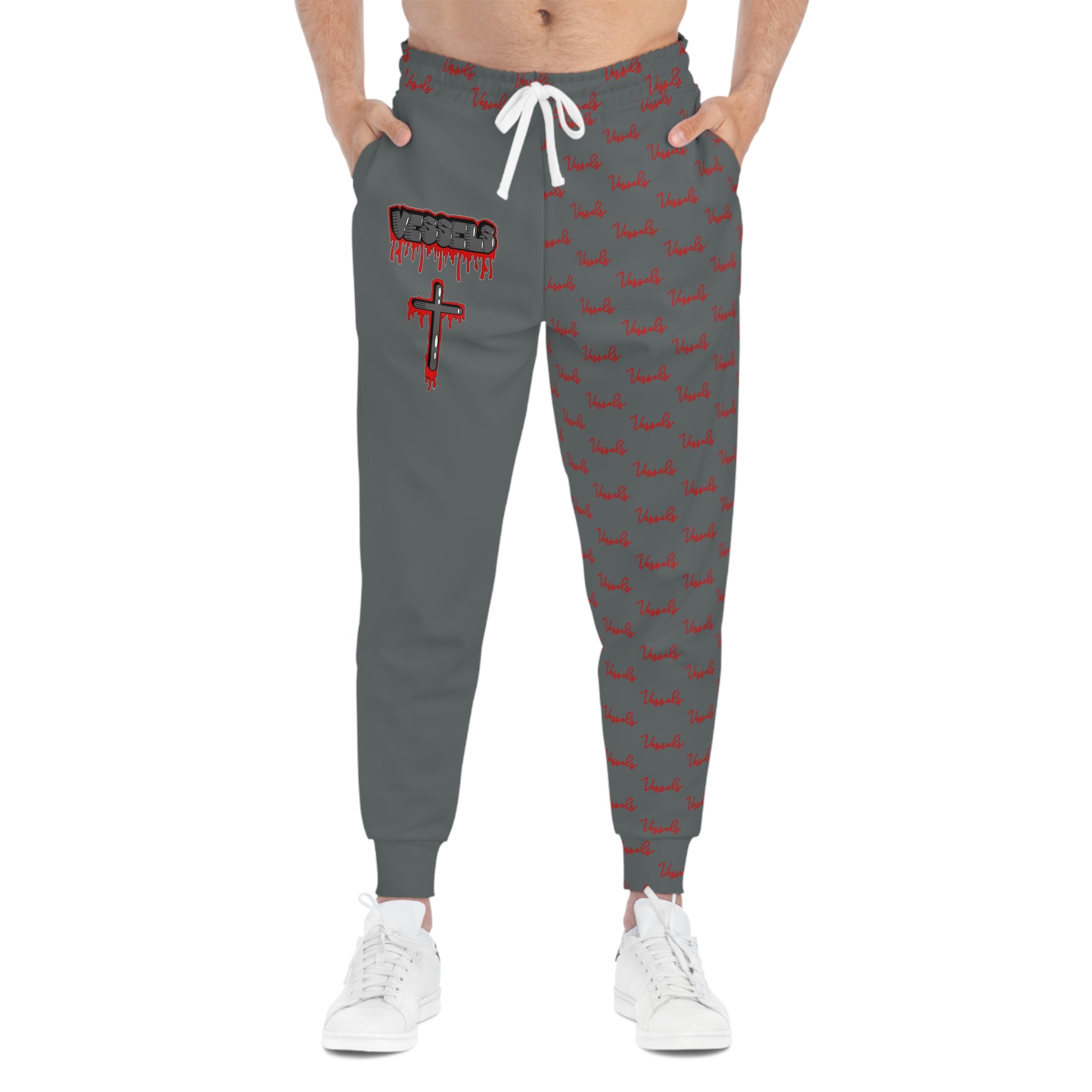 Greyed Out Edgy Drippy Athletic Joggers for Streetwear Enthusiasts
