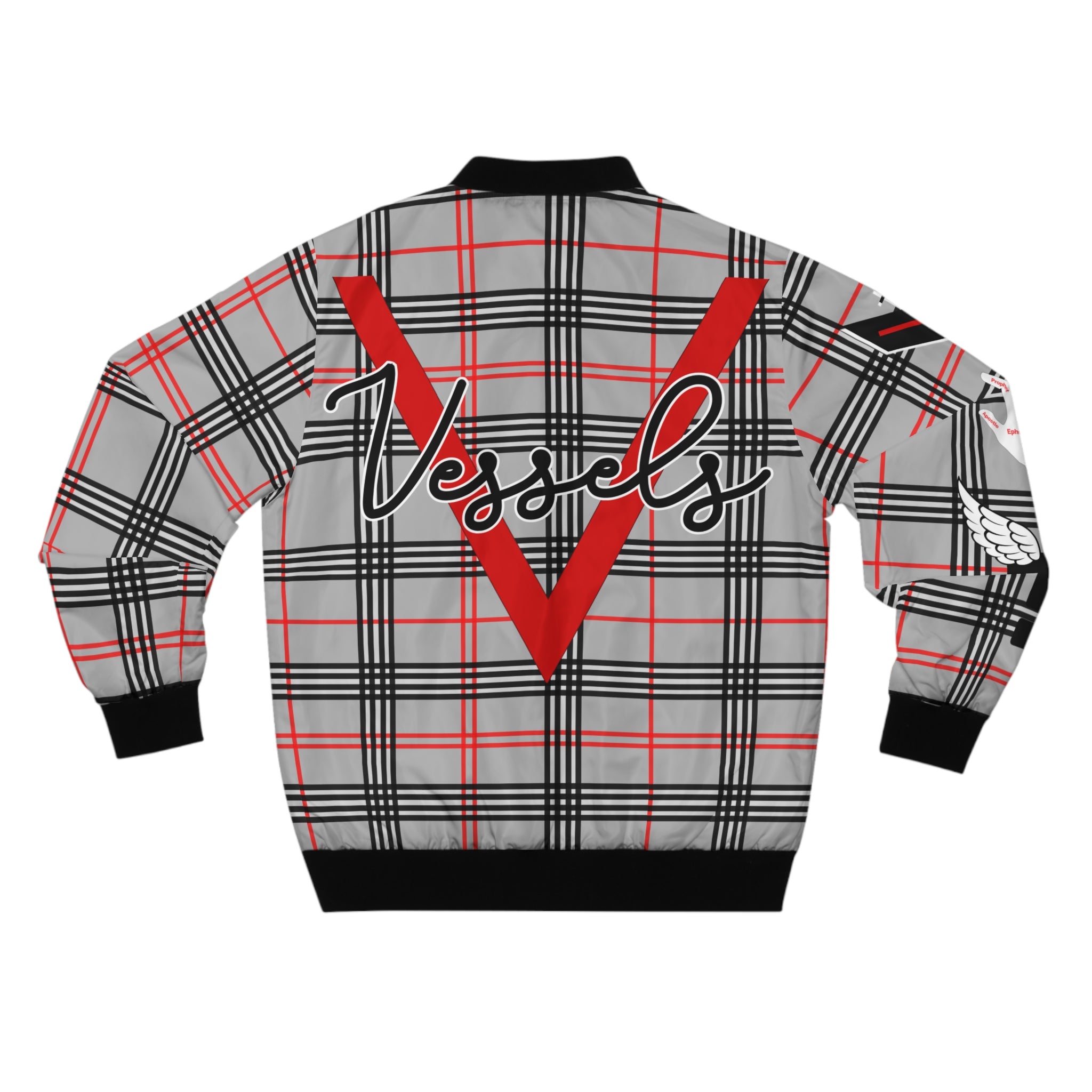 Vessels #PUTGODFIRST Plaid Bomber Jacket