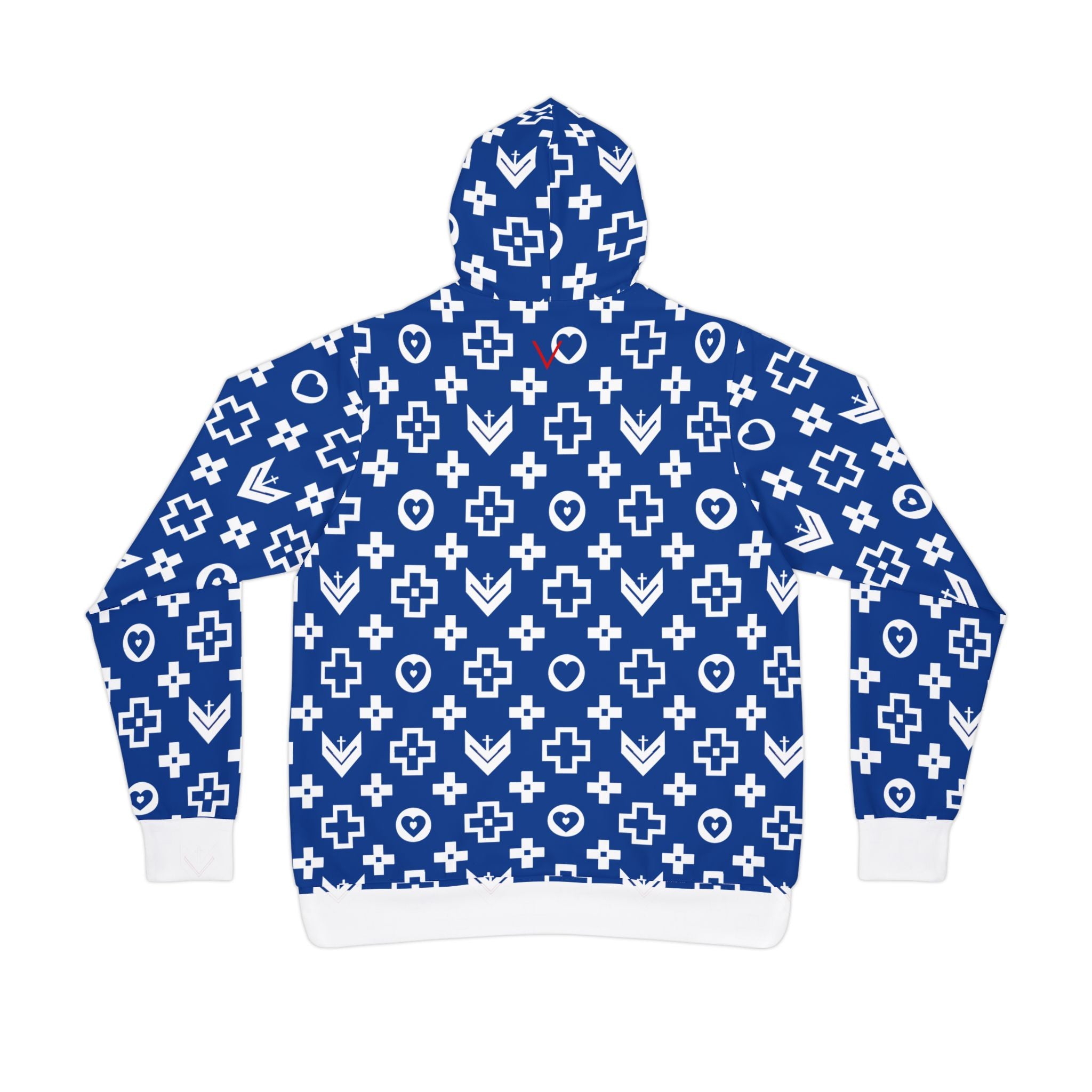 Stylish Athletic Hoodie with Trendy Cross and Logo Pattern - Royal Blue