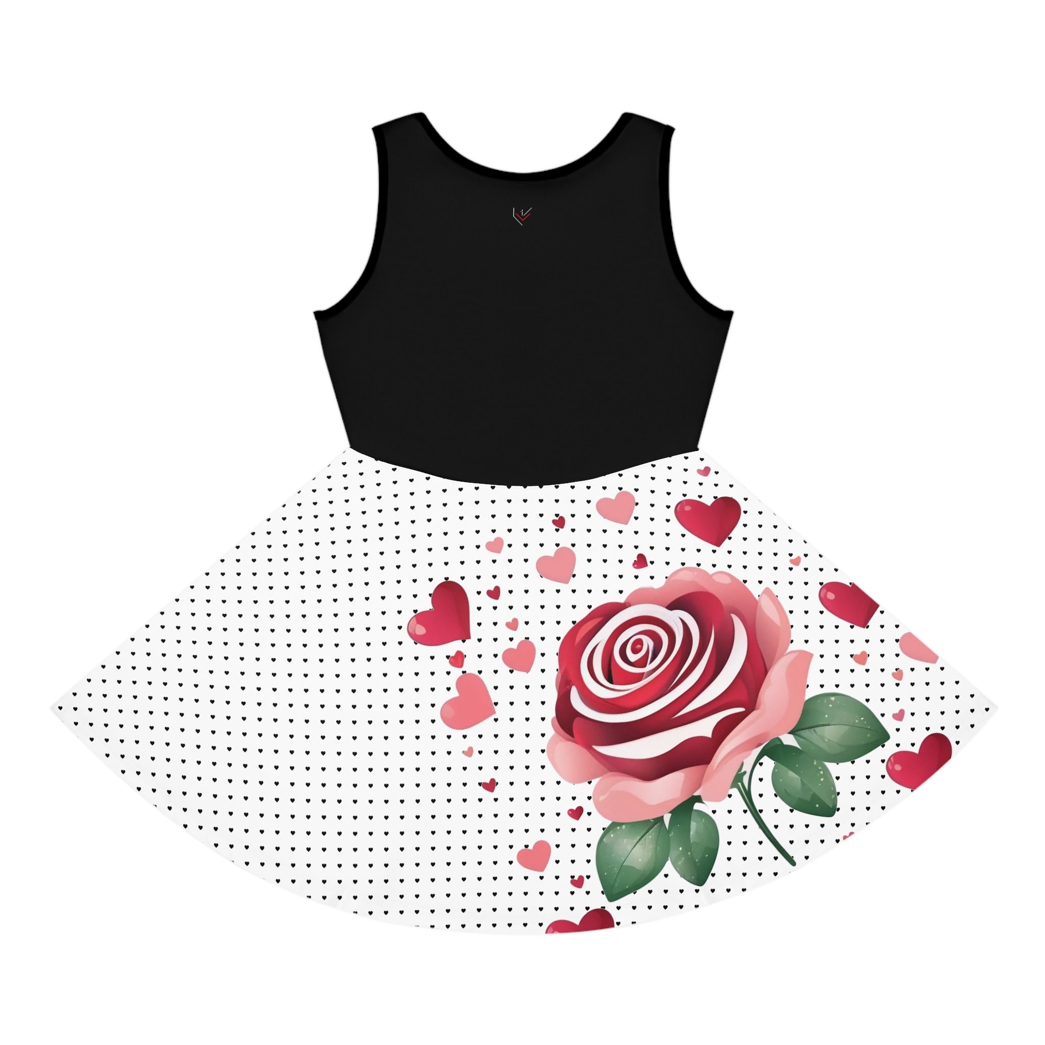 Girls' Rose and Heart Print Sundress — Pink & Black