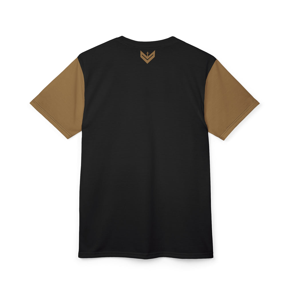 Vessels Luxe Black and Tan Reverse Tee: God First, Prayer Warrior Fashion