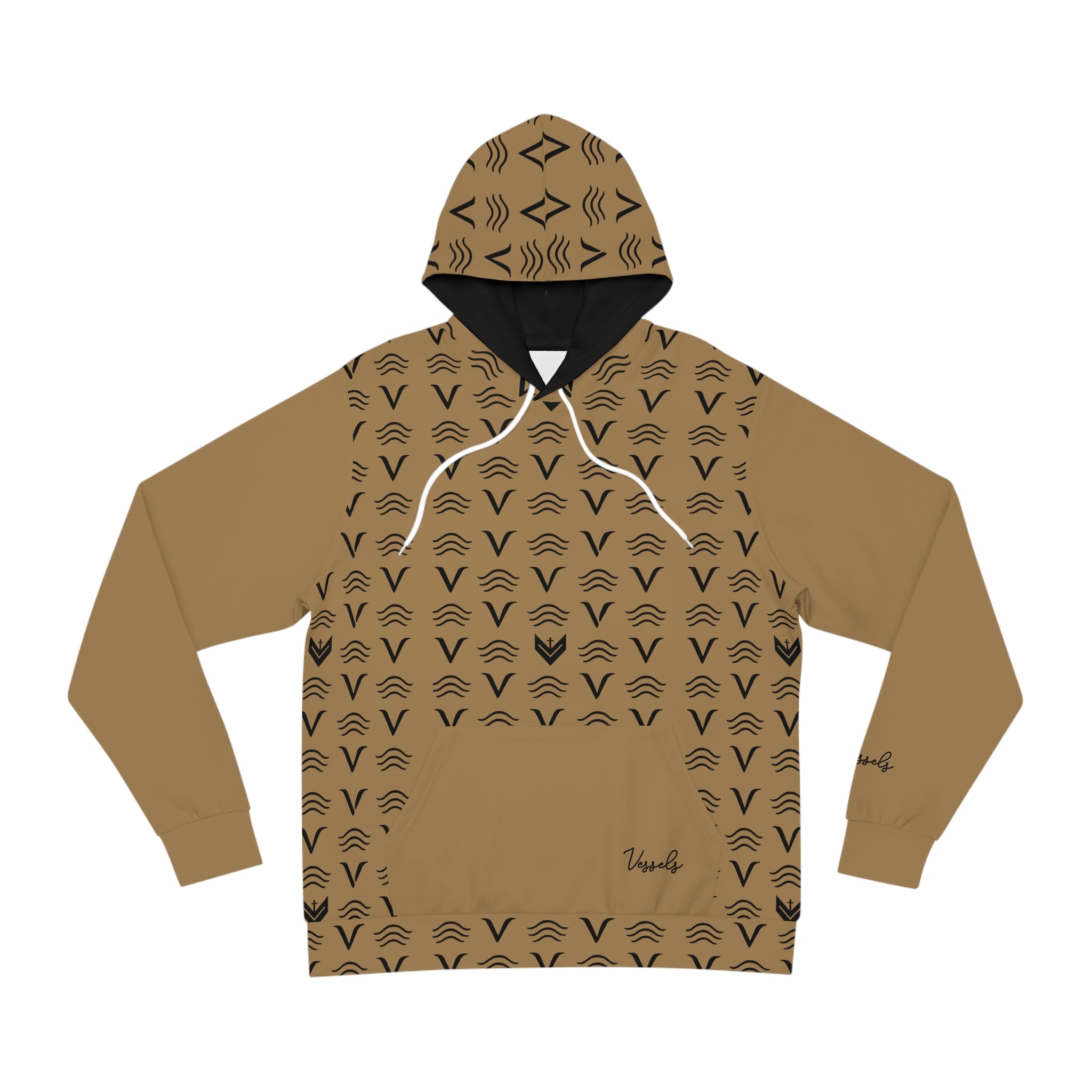 Vessels Luxe Black and Tan Reverse Hoodie: God First, Prayer Warrior Fashion