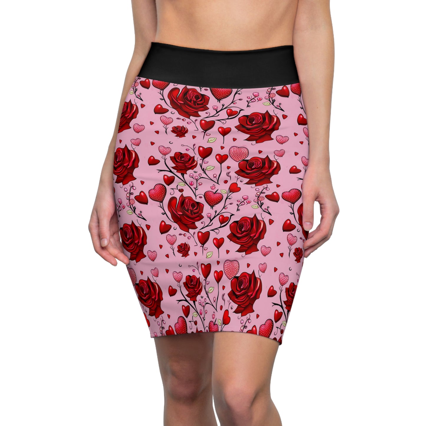 Vessels Heart Rose Pencil Skirt for women