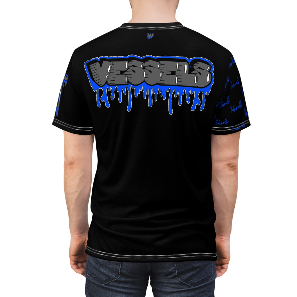 Blue Drippy Graphic Tee - Edgy Design for Streetwear Lovers