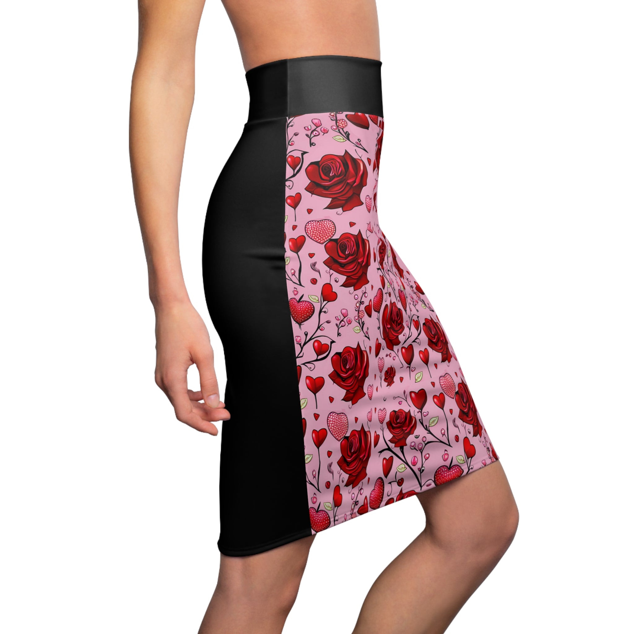 Vessels Heart Rose Pencil Skirt for women
