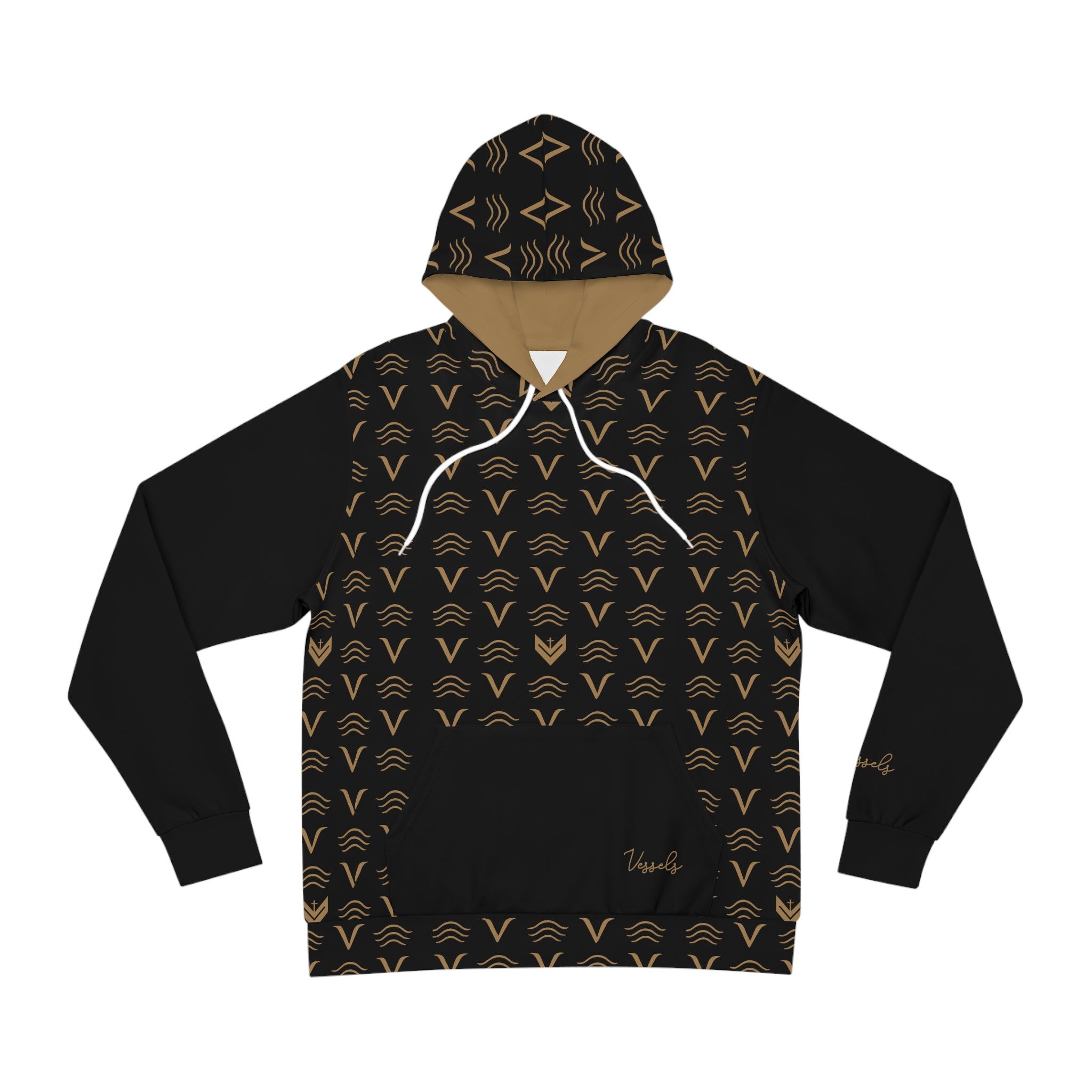 Vessels Luxe Black and Tan Hoodie: God First, Prayer Warrior Fashion