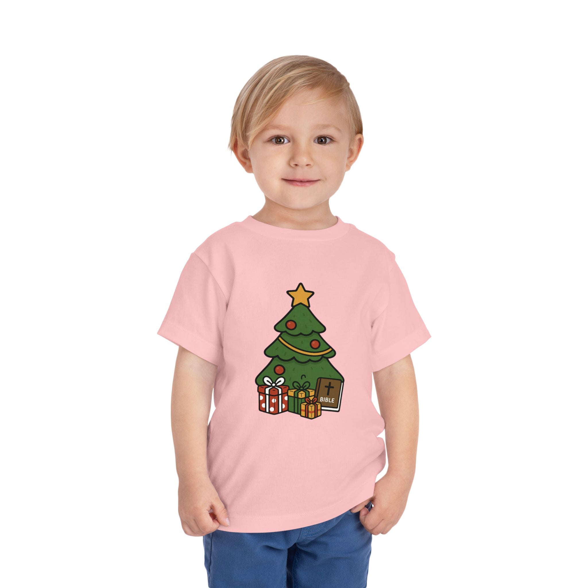 Christmas Tree Toddler Tee - Jesus, Love, Peace, Hope, Joy