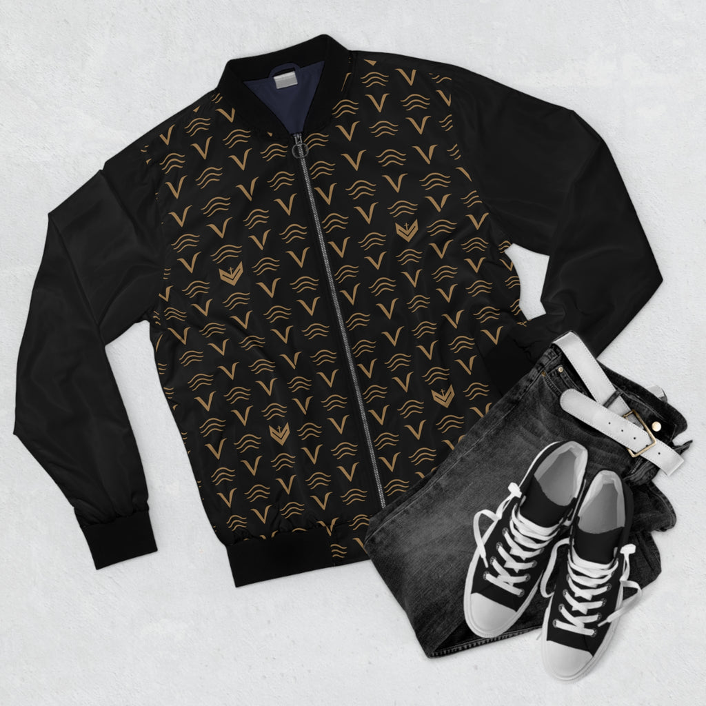 Vessels Luxe Black and Tan Bomber Jacket: God First, Prayer Warrior Fashion