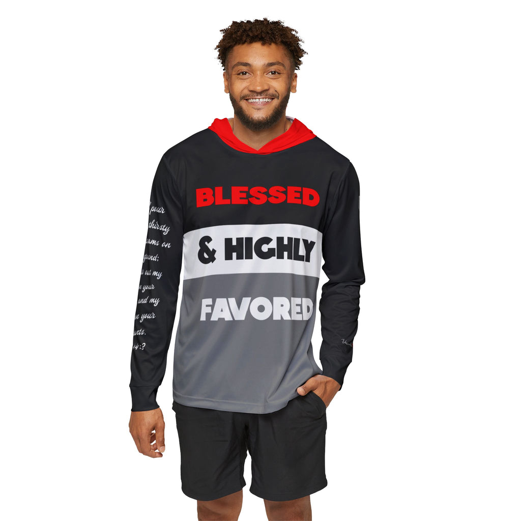 Blessed & Highly Favored Hoodie — Christian Faith-Based Men's Sports Warmup