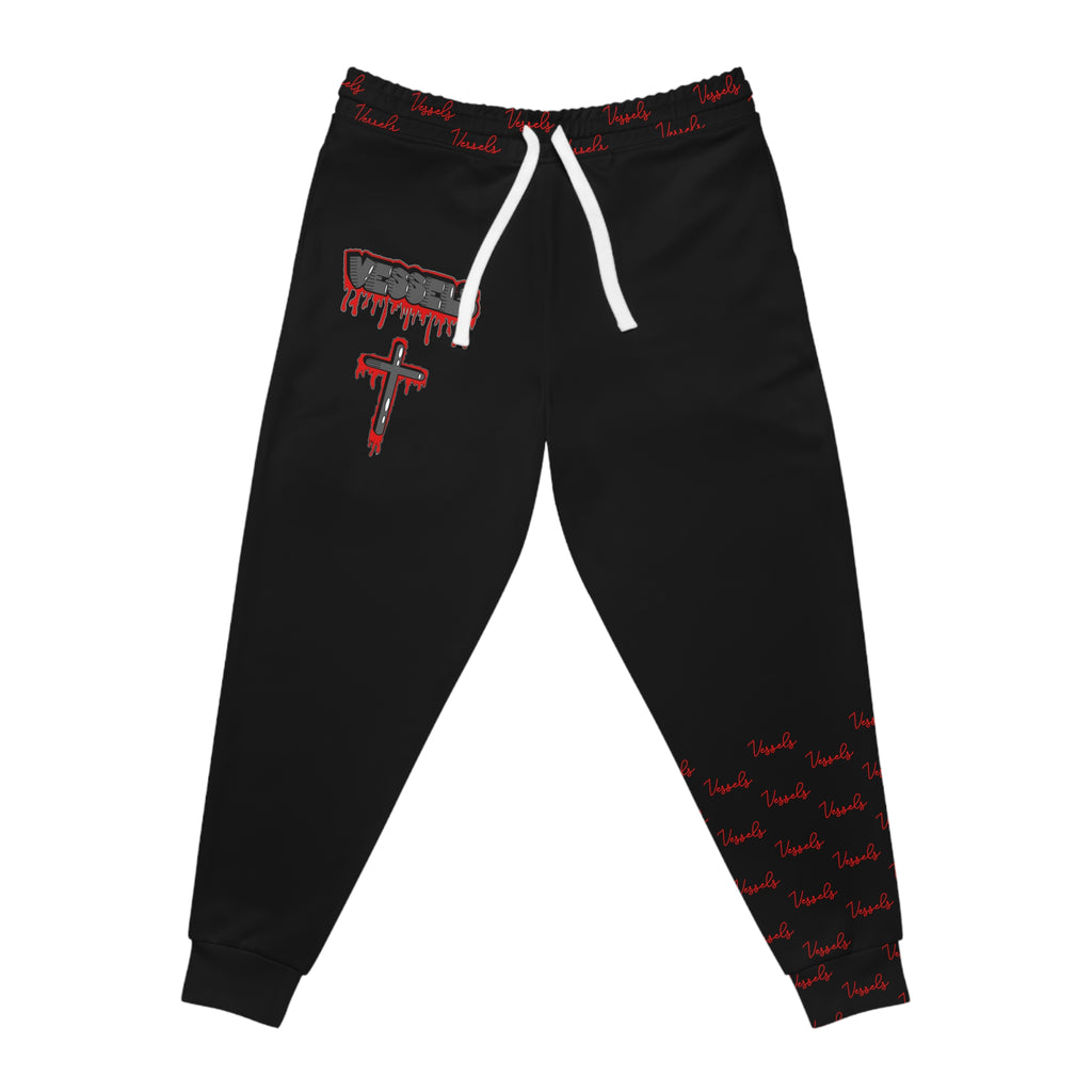 Red Drippy Athletic Joggers for Streetwear Enthusiasts