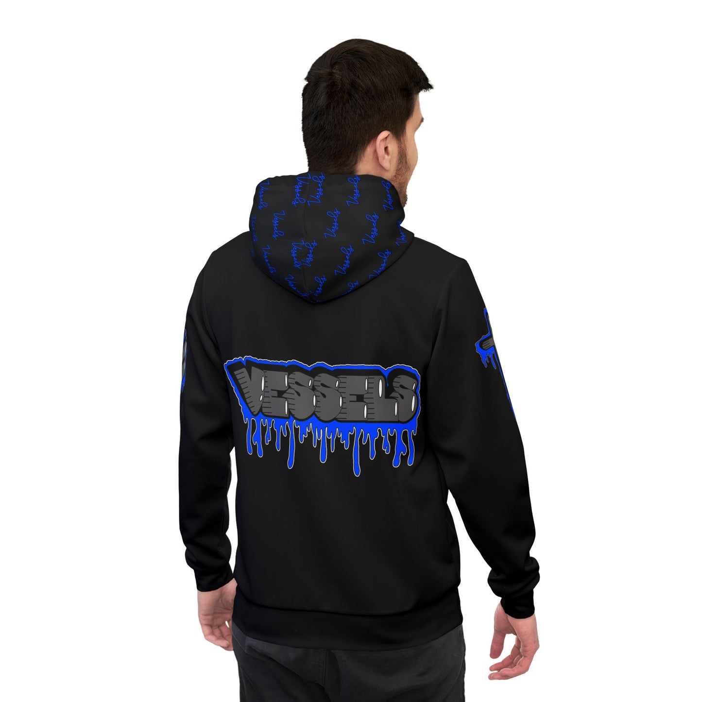 Blue Drippy Athletic Hoodie - Edgy Design for Streetwear Lovers