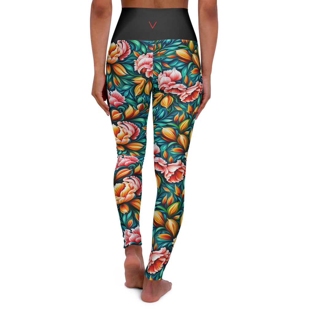 Women's Flower High Waisted Yoga Leggings