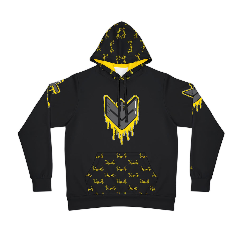 Yellow Drippy Athletic Hoodie - Edgy Design for Streetwear Lovers