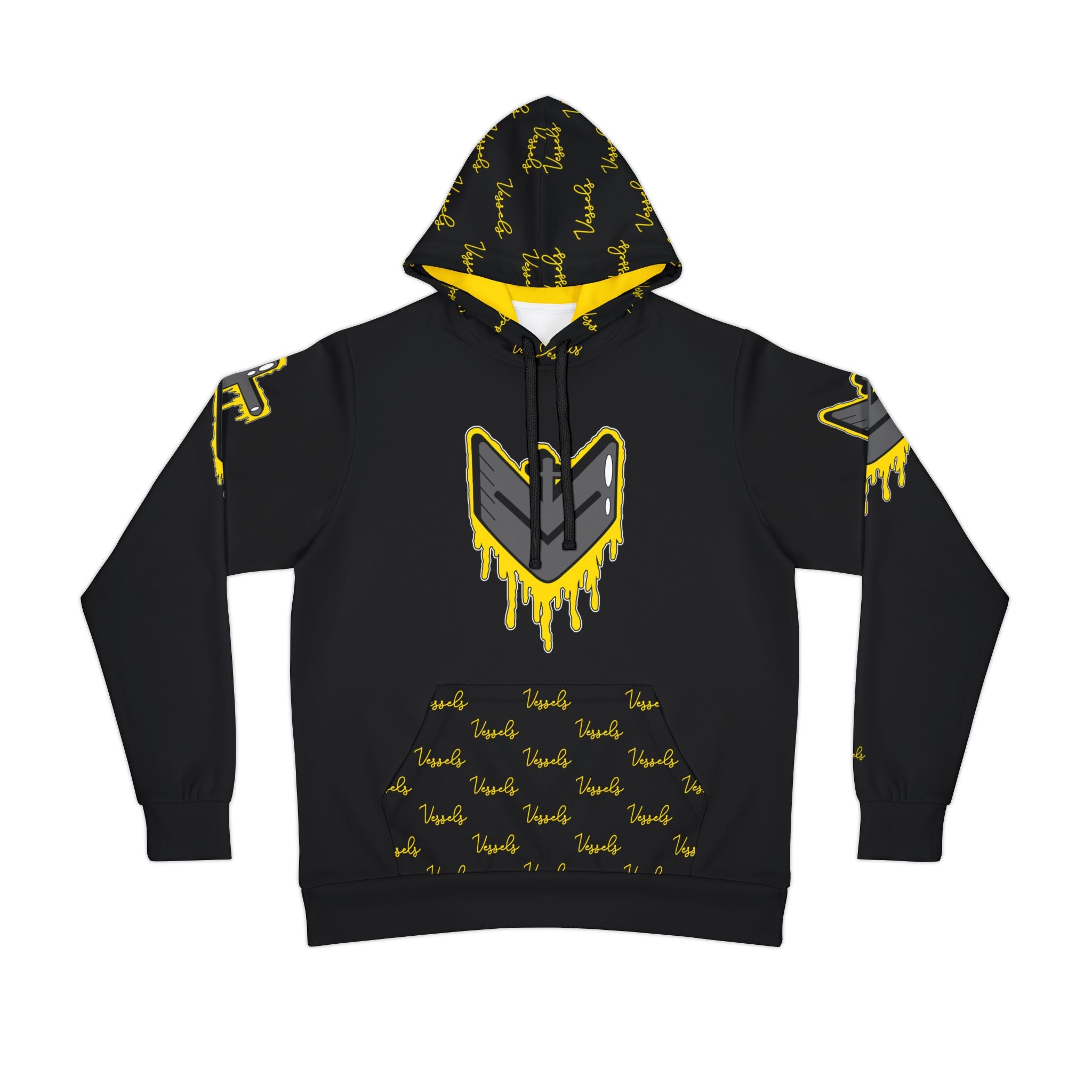 Yellow Drippy Athletic Hoodie - Edgy Design for Streetwear Lovers