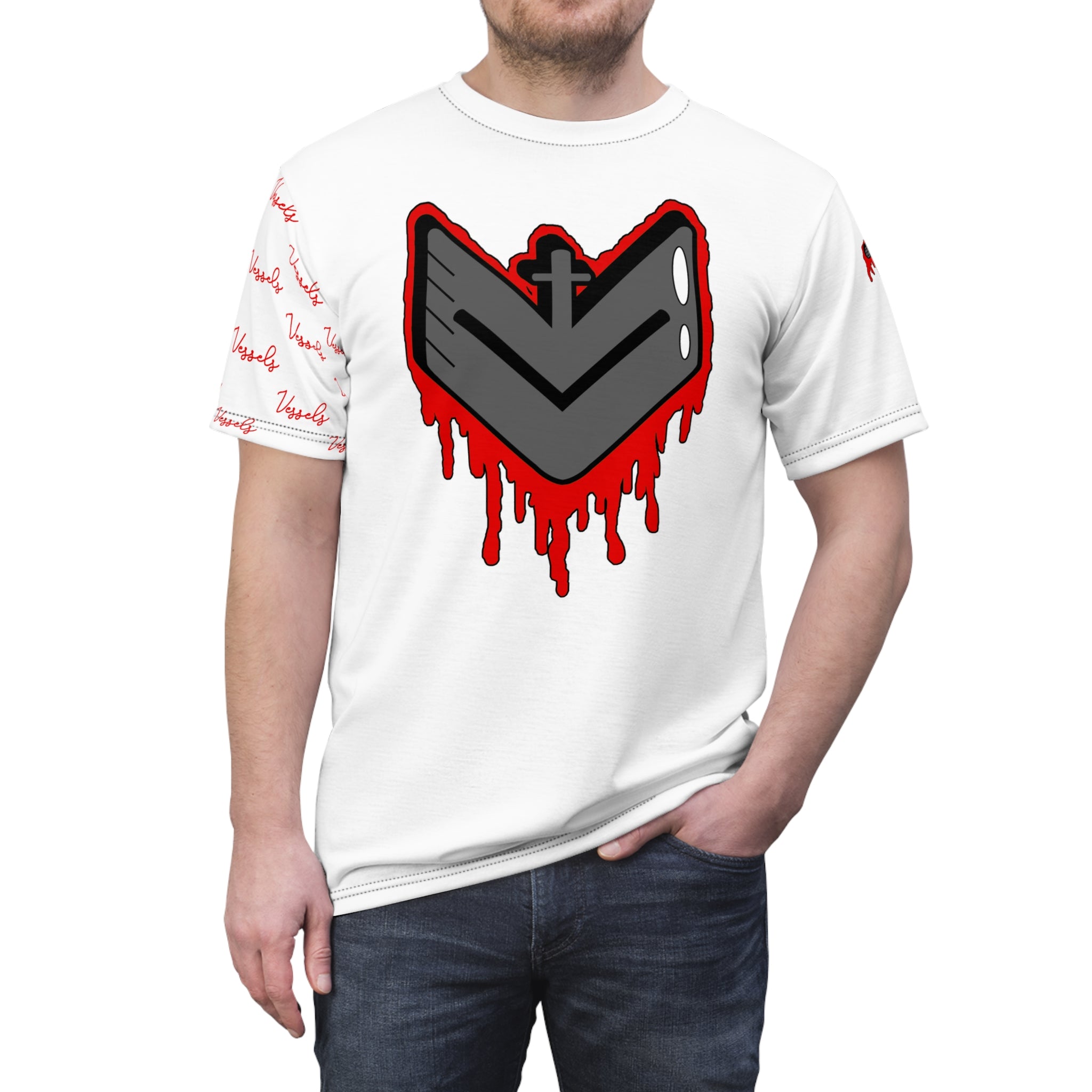 Red Drippy Graphic Tee - Edgy Design for Streetwear Lovers