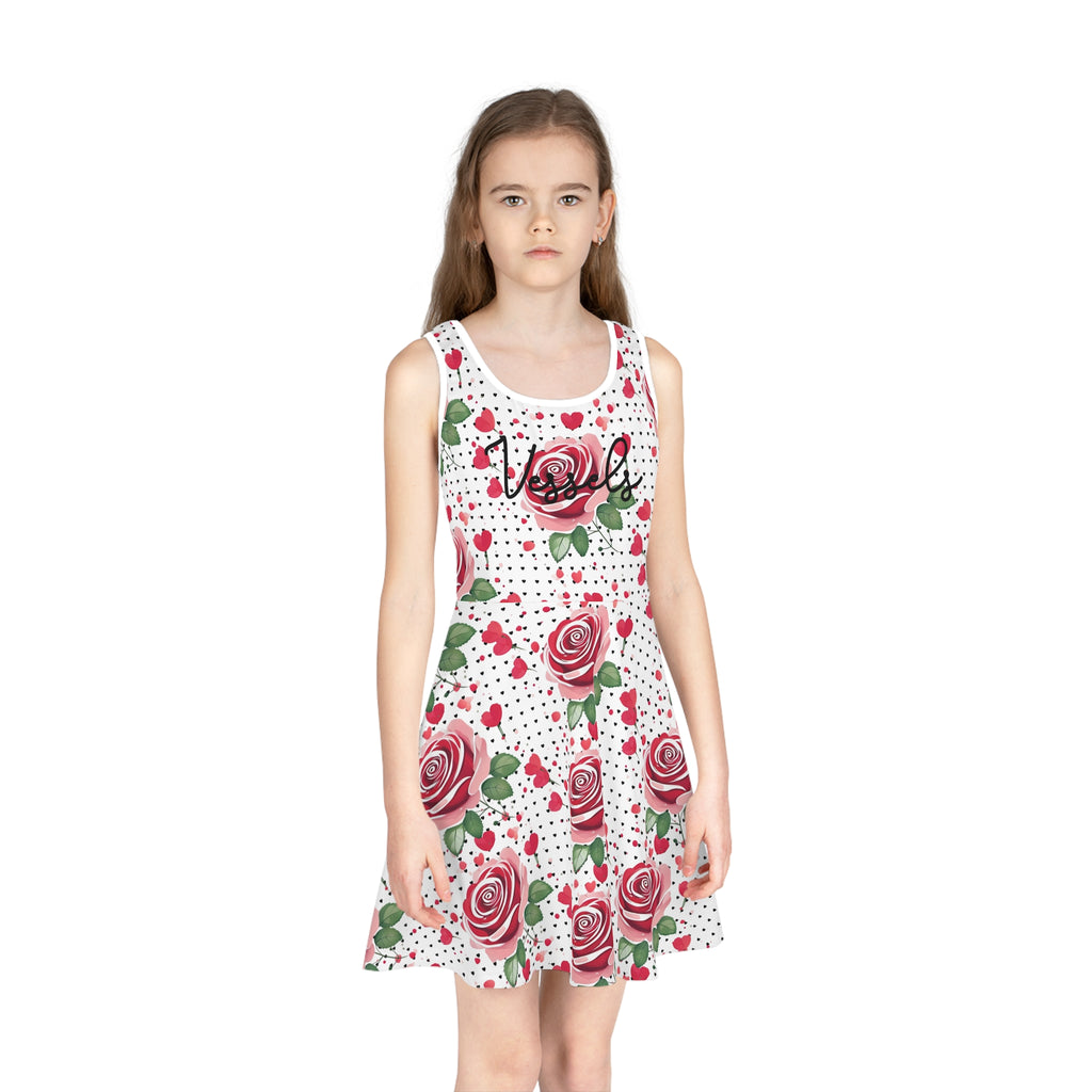 Girls' Floral Rose Sleeveless Sundress - Perfect for Summer Celebrations