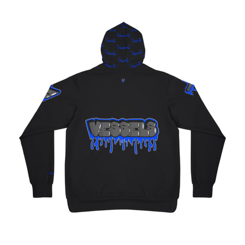 Blue Drippy Athletic Hoodie - Edgy Design for Streetwear Lovers