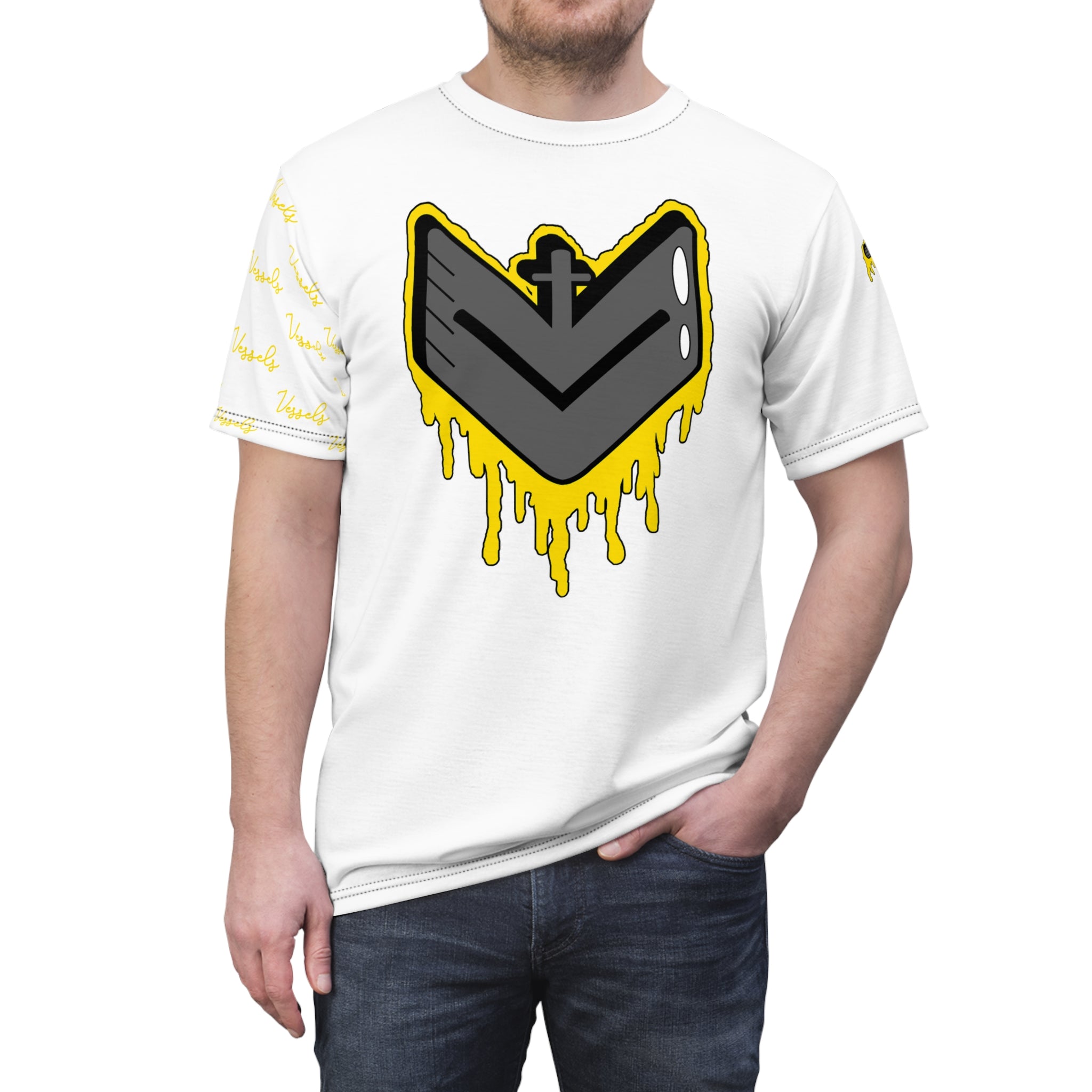 Yellow Drippy Graphic Tee - Edgy Design for Streetwear Lovers