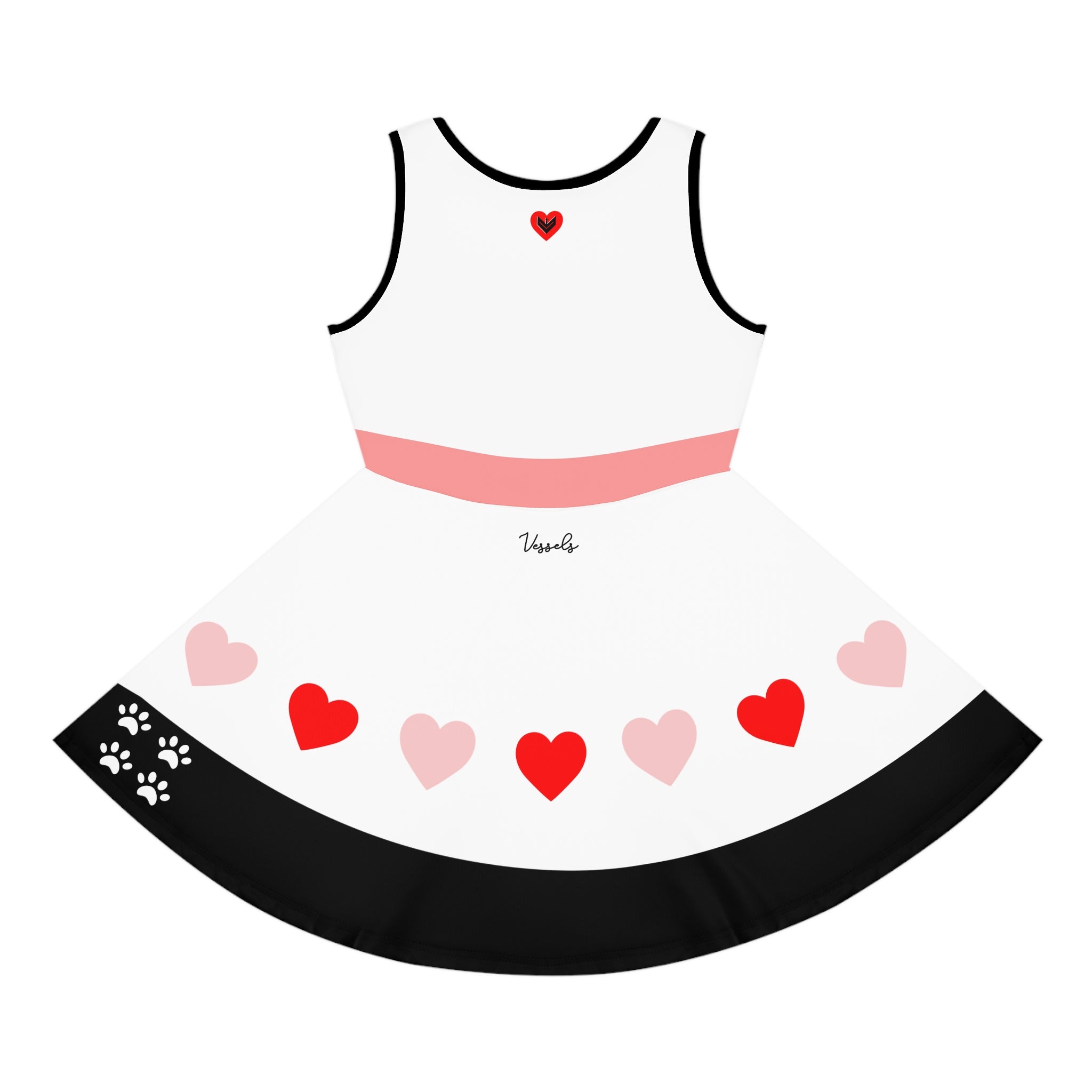 Cute Cat and Hearts Girls' Sleeveless Sundress | Adorable Summer Dress for Kids