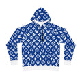 Stylish Athletic Hoodie with Trendy Cross and Logo Pattern - Royal Blue