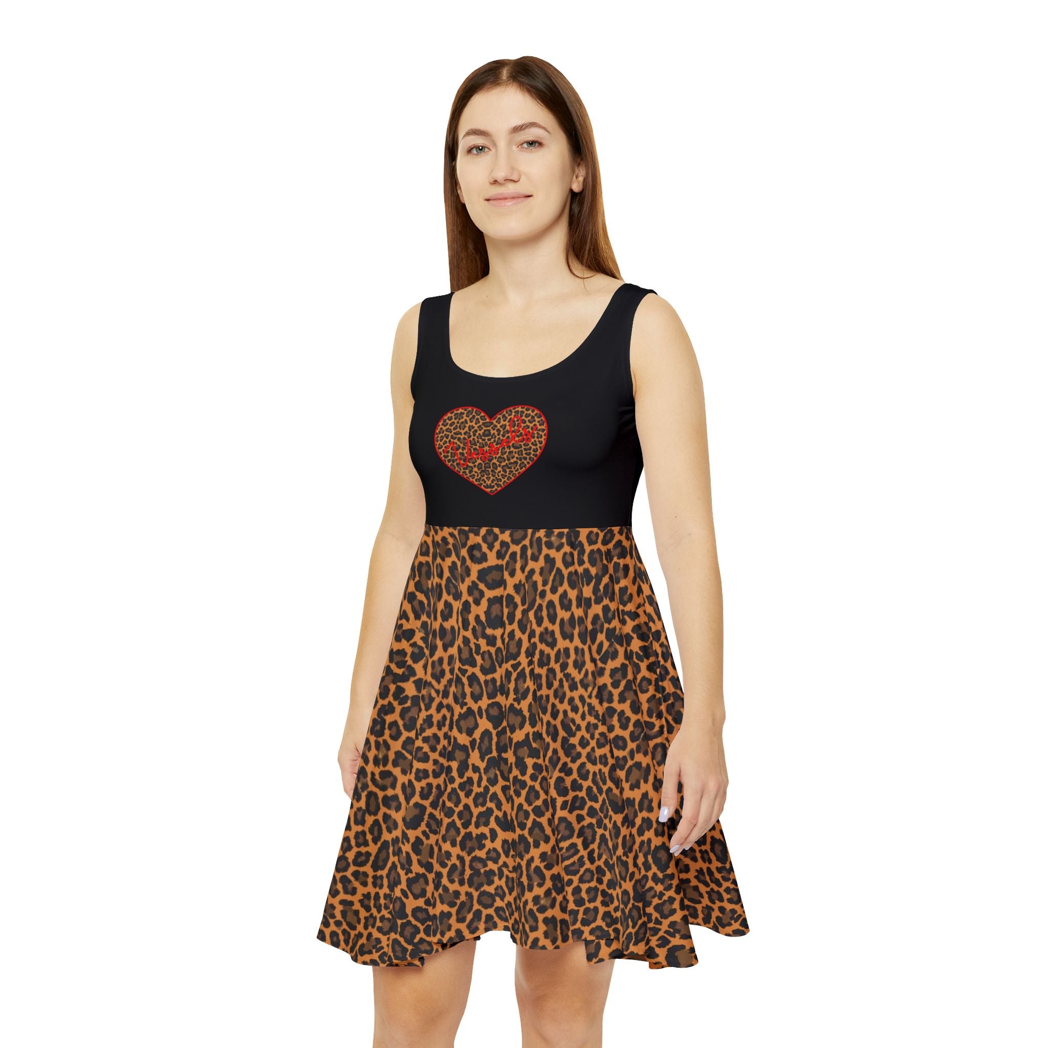 Leopard Heart Women's Skater Dress - God's Love of Animals Fun Dress
