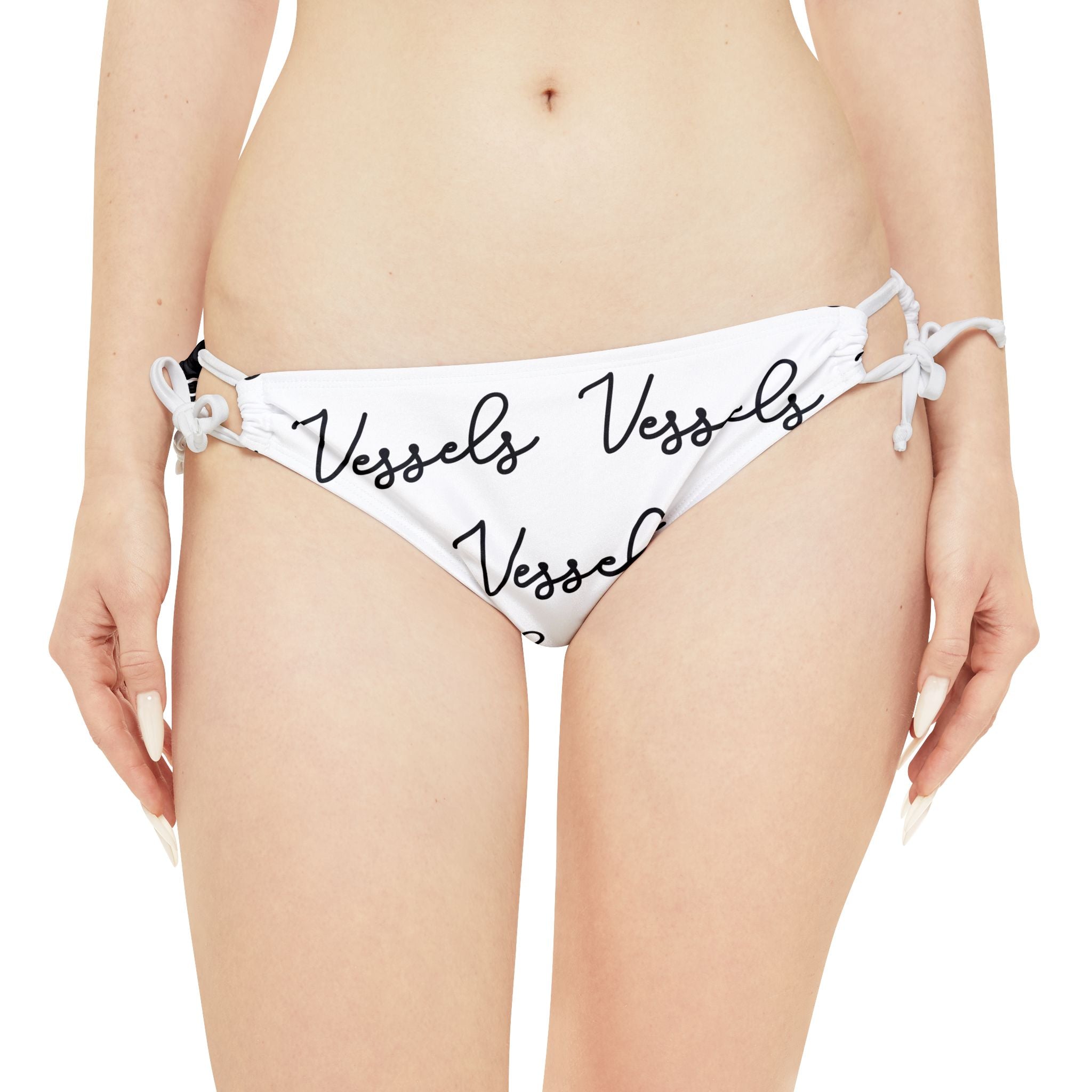 Black and White Strappy Bikini Set - Summer Swimwear, Beachwear, Vacation Essential, Pool Party Outfit, Cute Love Design