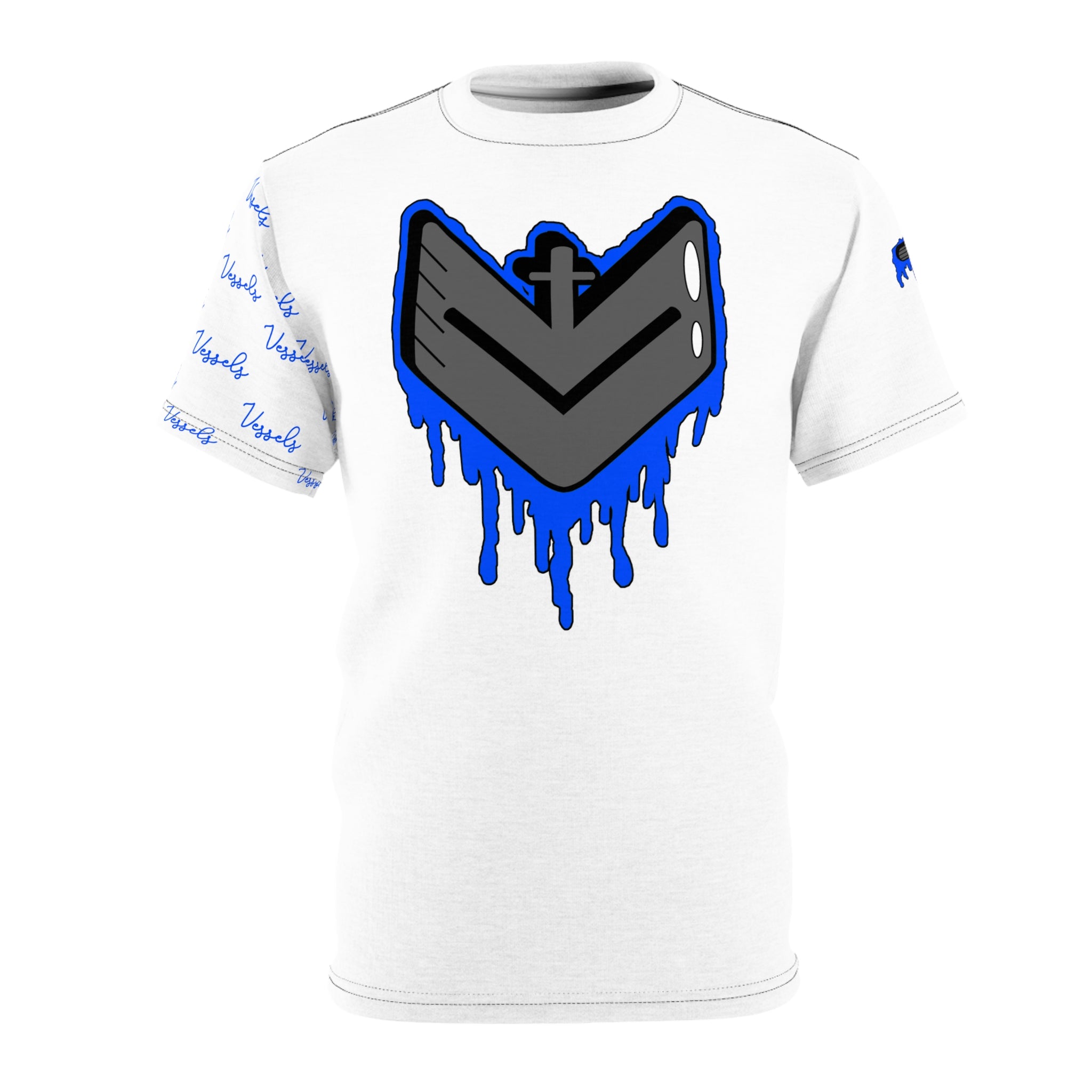 Blue Drippy Graphic Tee - Edgy Design for Streetwear Lovers
