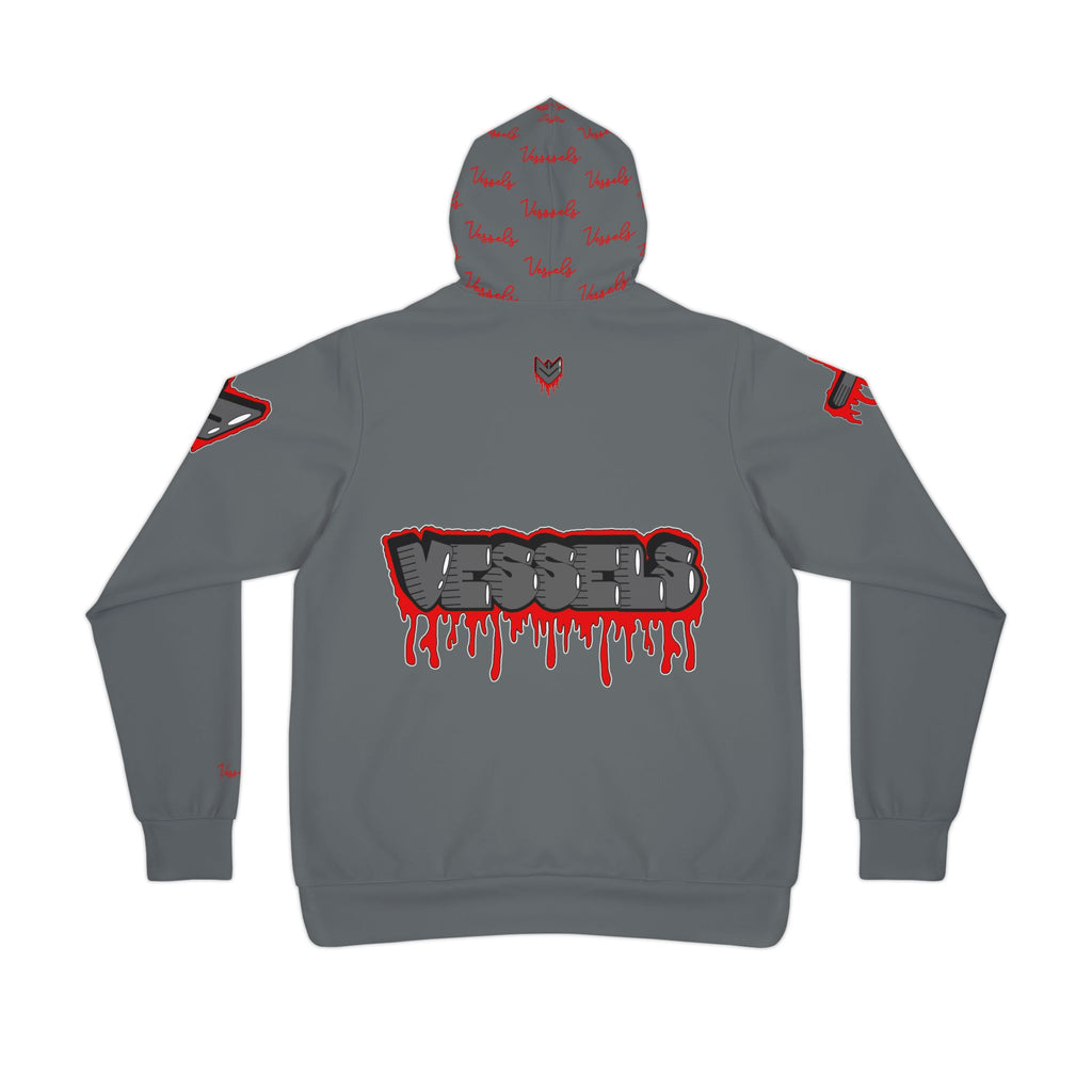 Greyed Out Red Drippy Athletic Hoodie - Edgy Design for Streetwear Lovers