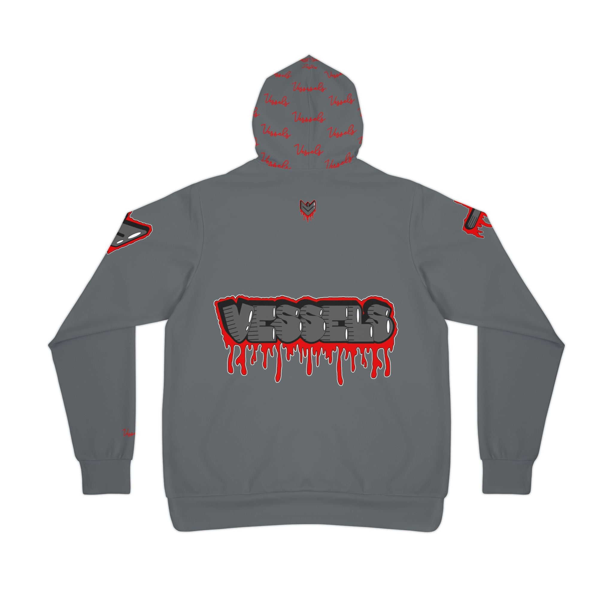 Greyed Out Red Drippy Athletic Hoodie - Edgy Design for Streetwear Lovers