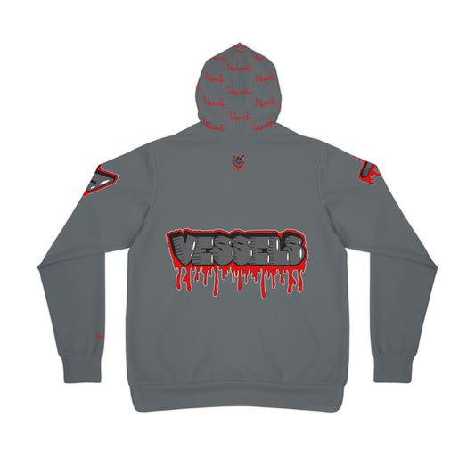 Greyed Out Red Drippy Athletic Hoodie - Edgy Design for Streetwear Lovers