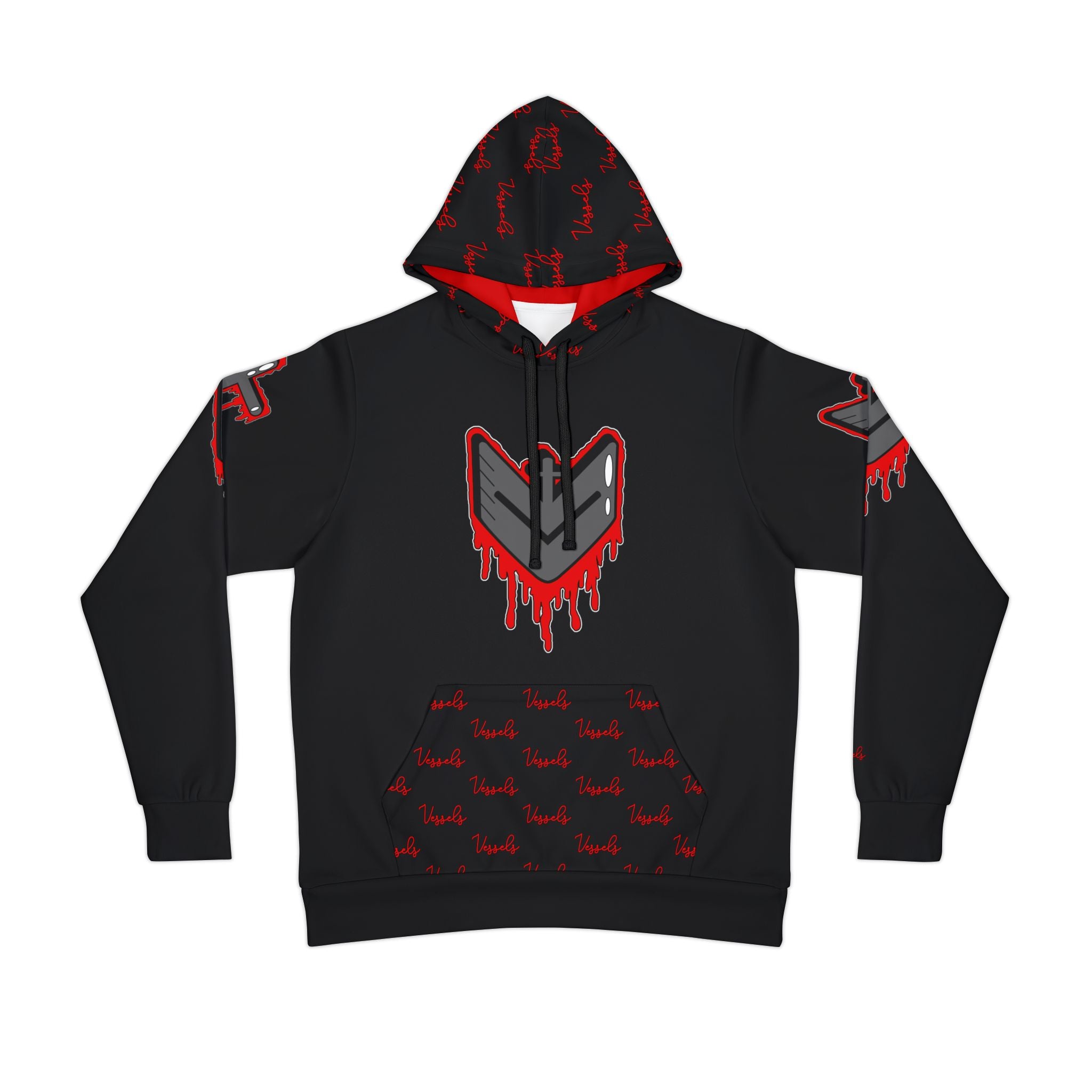 Red Drippy Athletic Hoodie - Edgy Design for Streetwear Lovers