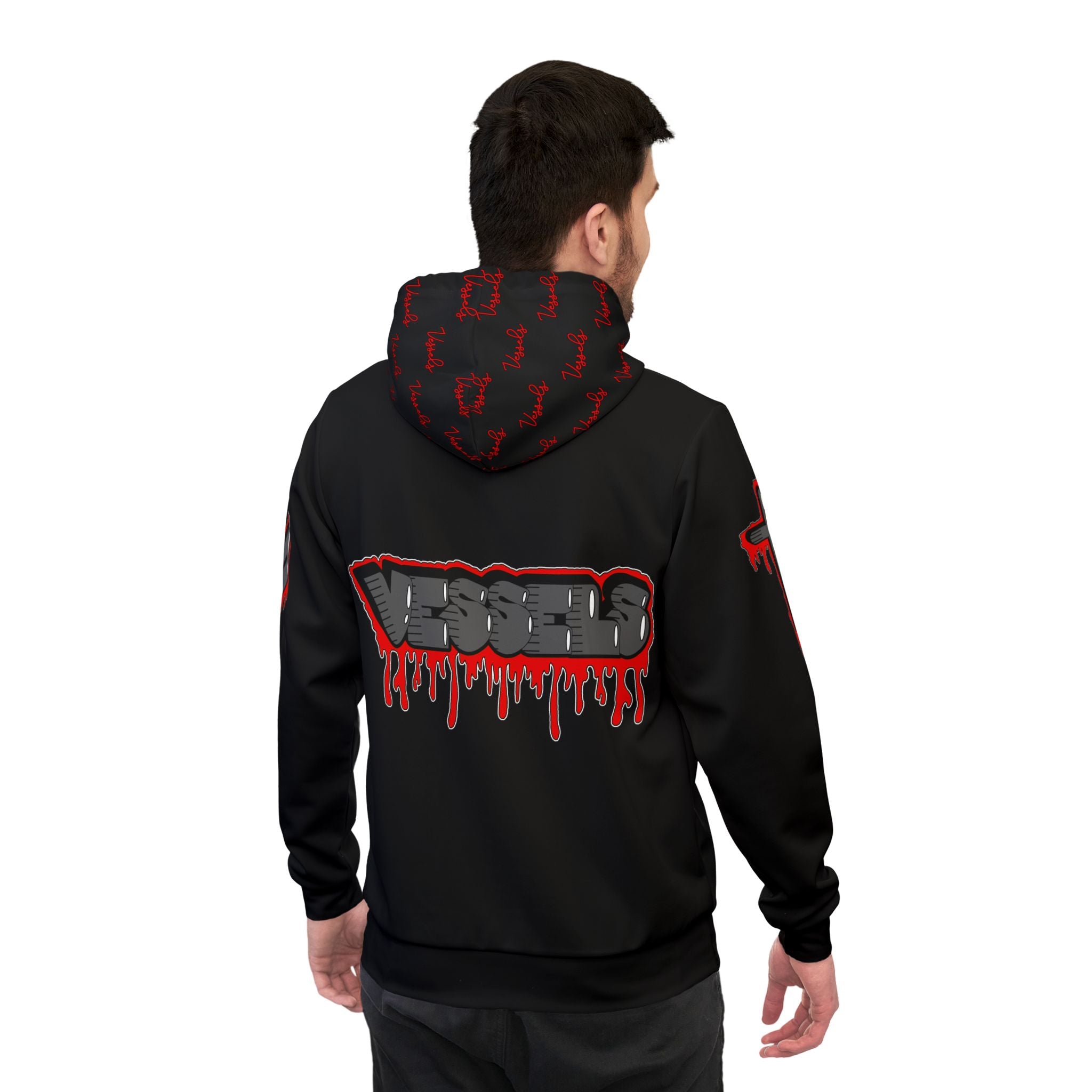Red Drippy Athletic Hoodie - Edgy Design for Streetwear Lovers
